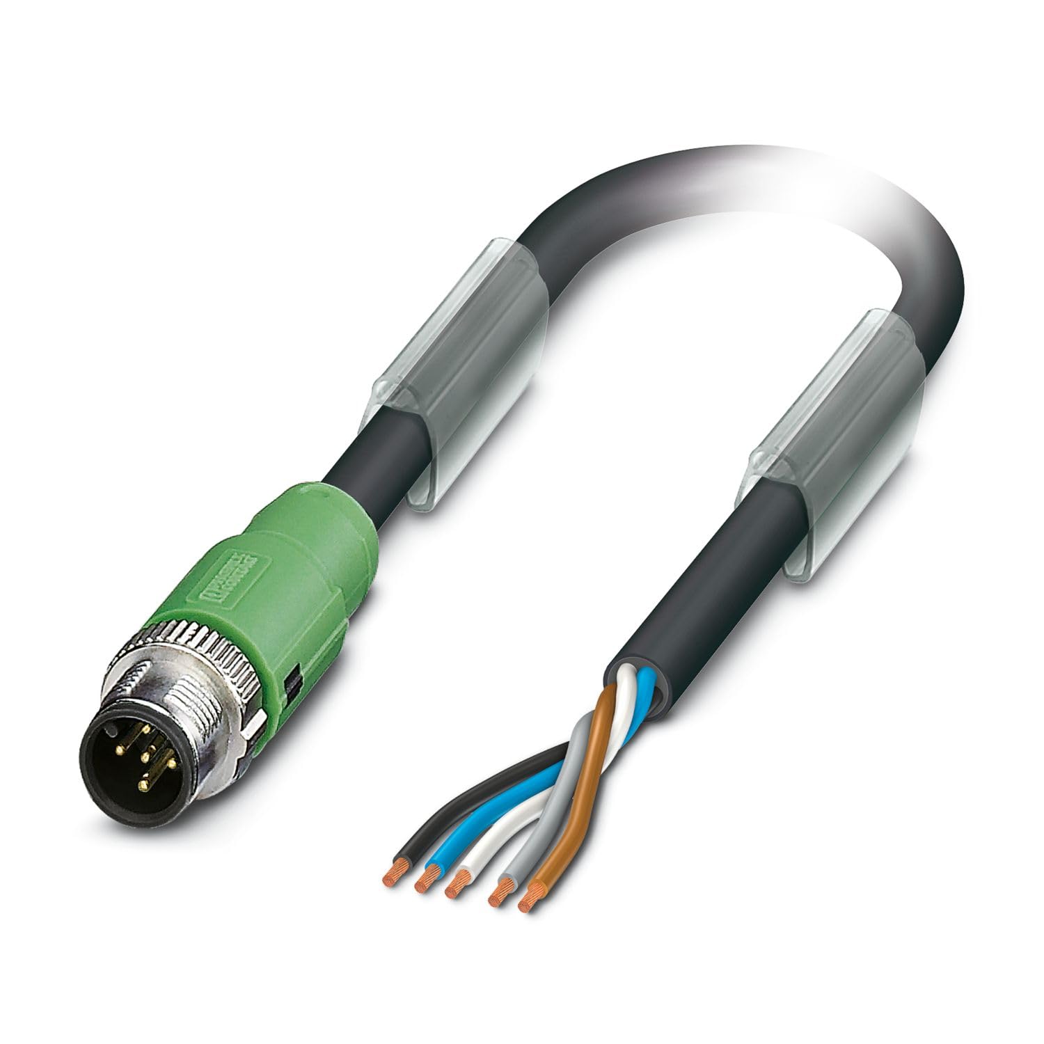 PHOENIX CONTACT SAC-5P-MS/15.0-186 SCO Sensor/Aktor-Kabel, 5-Polig, PUR, Stecker Gerade M12 Speedcon, Kodierung: A, Auf Freies Leitungsende, 15m Kabellänge, Schwarz/Grau
