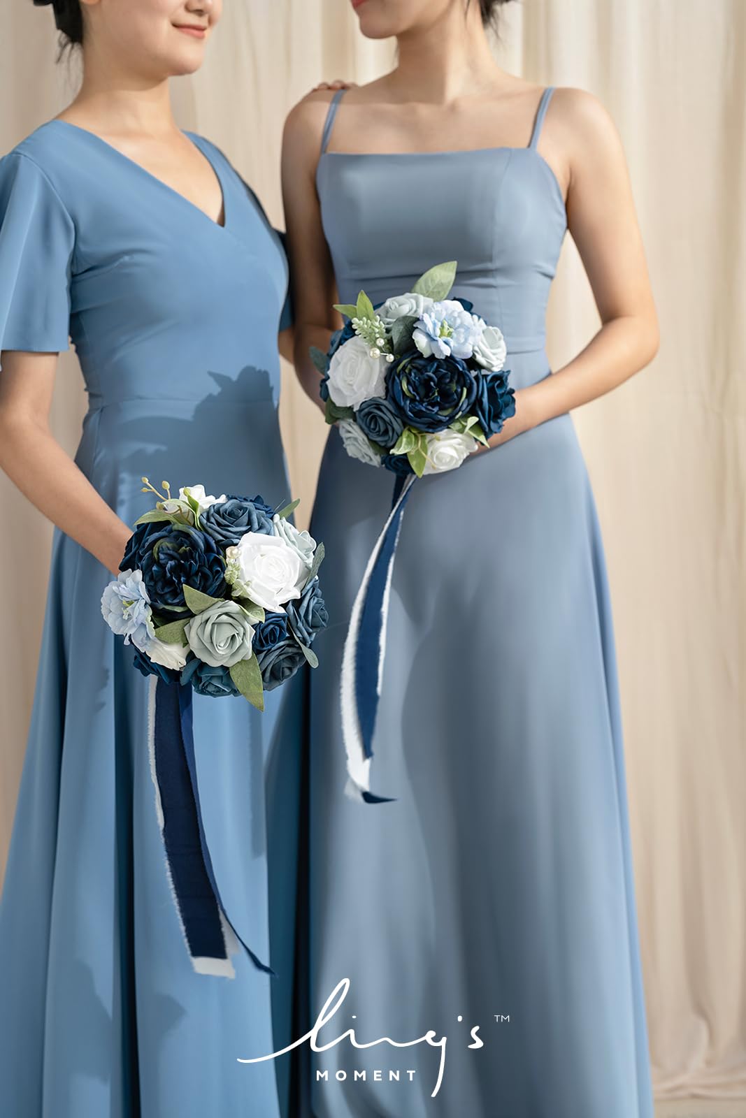 bouquets for blue dresses Ling's Moment Artificial Flowers Dusty & Navy Blue Bridesmaid Bouquet Set of 4, Wedding Flowers Bridesmaids, 7 Inch Bridal Bouquets for Bridesmaids, Wedding Decor, Ceremony, etc colorgrp-33402 silk ribbons SIZE - True to U.S. Size (Regular Width):7 39 unforgettable Y2K fashion
