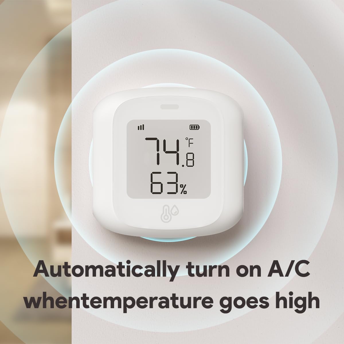 Haozee Wifi Temperatur- und Feuchtigkeitssensor,Indoor Hygrometer Thermometer mit LCD-Display,Unterstützung APP Remote Monitor,Flexible Installation