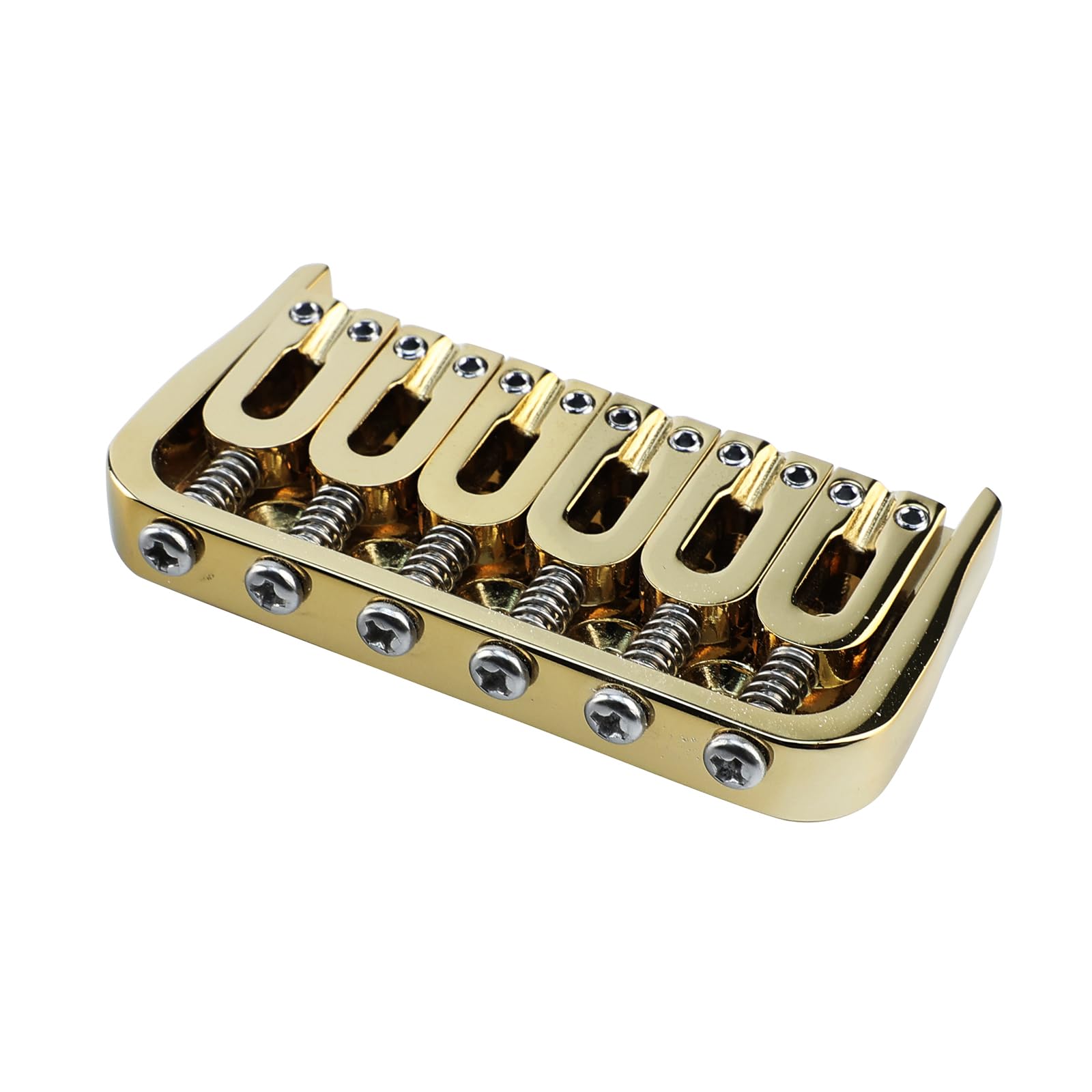 OVSAL 6 String Guitar Fixed Bridge 10.5mm Zinc Alloy Saddle Baseplate Electric Guitar Hardtail Bridge Compatible with Telecaster Tele Strat Style Electric Guitar Replacement Parts Gold