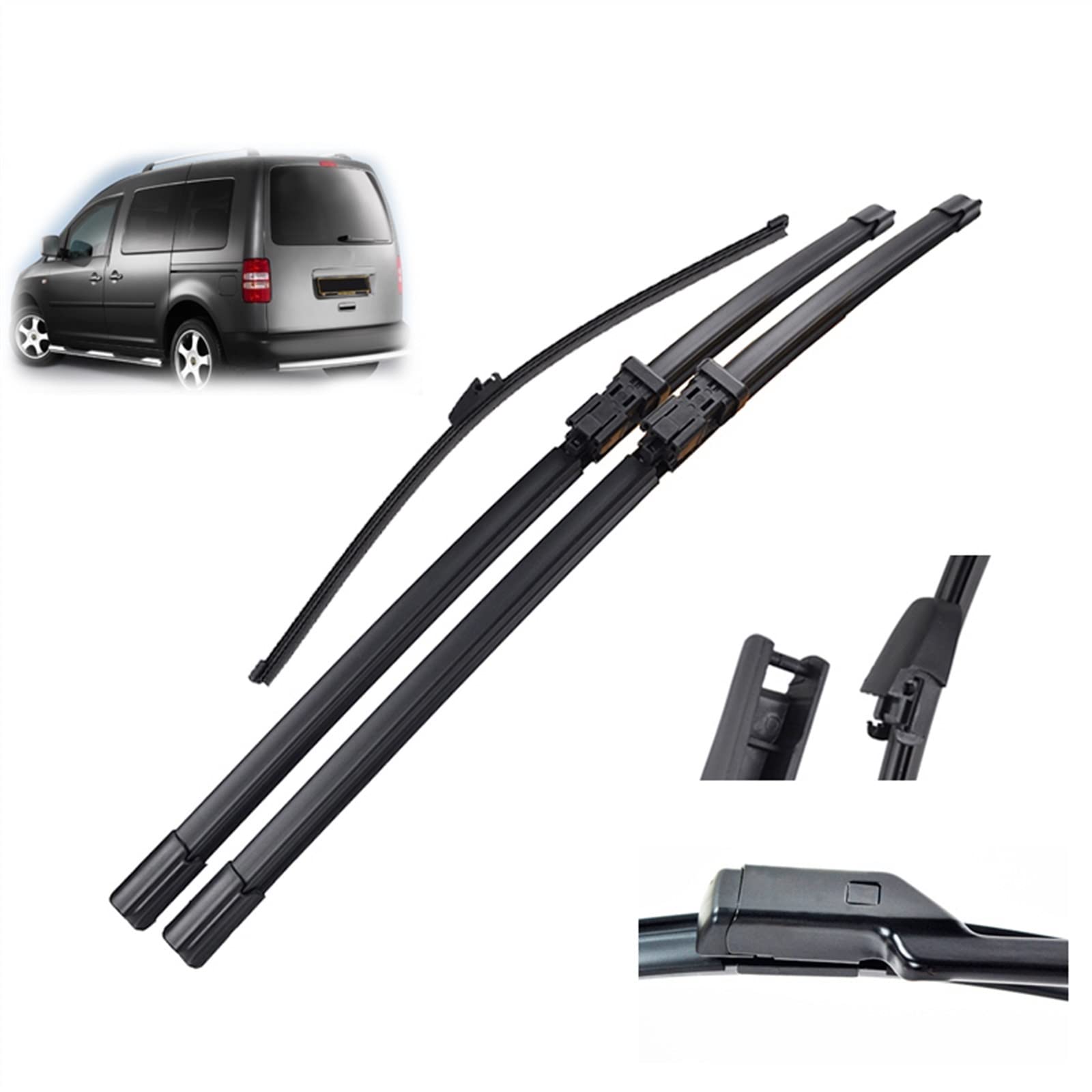 24''18''16'' Parabrezza Parabrezza Spazzole Tergicristallo Auto Anteriore Posteriore Lunotto Tergicristallo Per VW Per Caddy 2008 2009 2010 2011 2012 2013 2014 Parabrezza