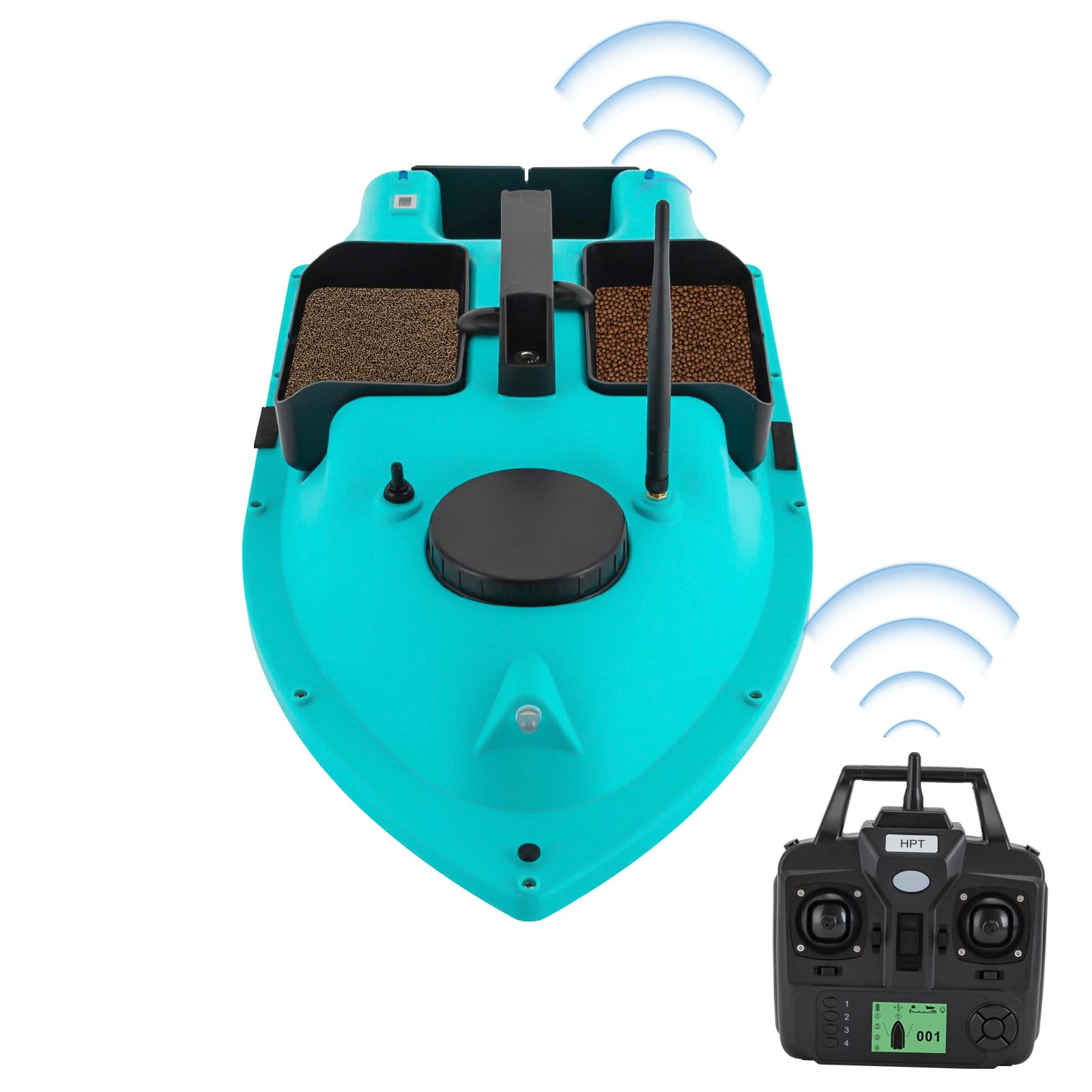 Esca da pesca, barca, barca da pesca, esca per la pesca del surf, con ecoscandaglio e GPS, barca a pesce, con sensore sonar, batterie di ricambio, borsa