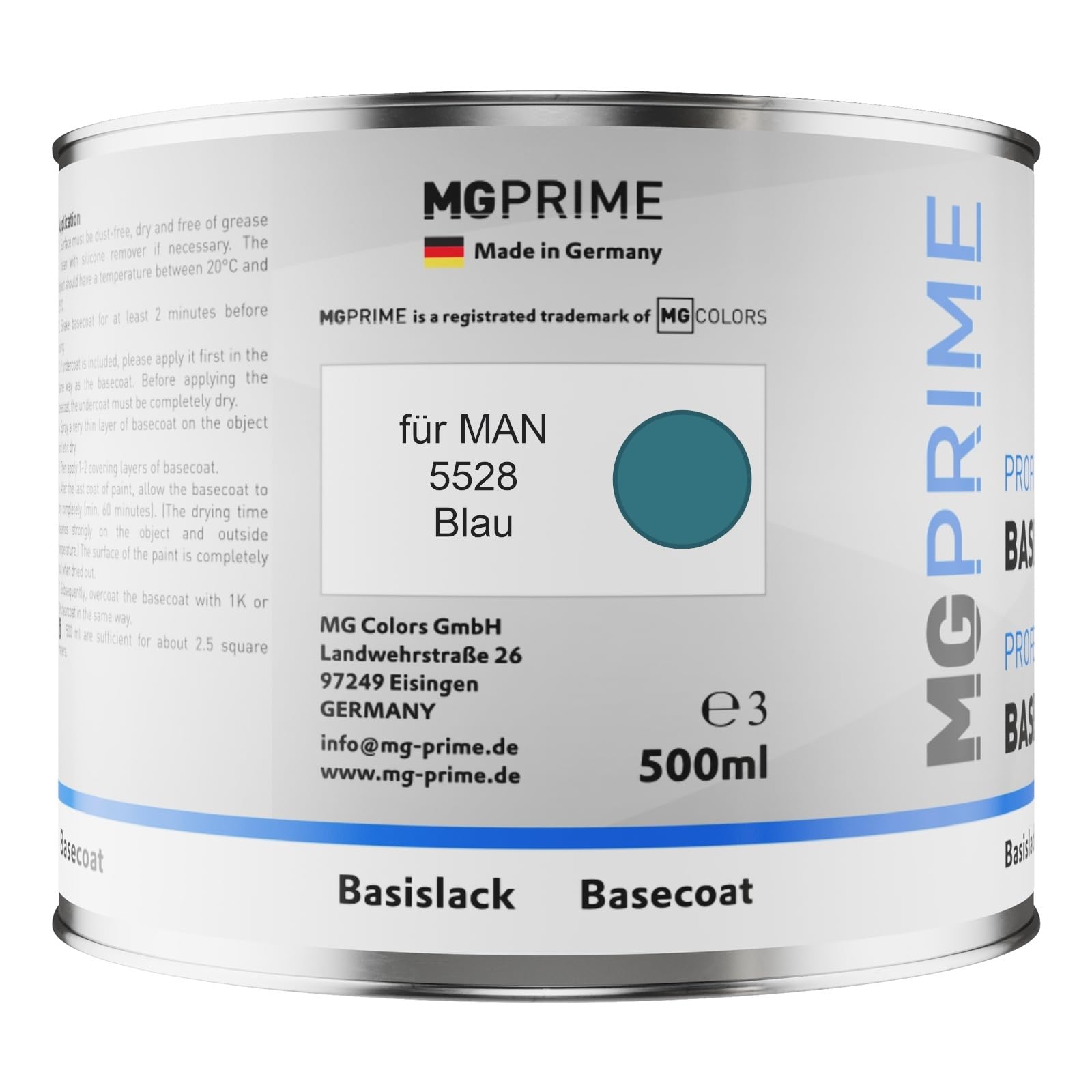 MG PRIME Kit pots de Peinture voiture pour MAN 5528 Blau 1,25L