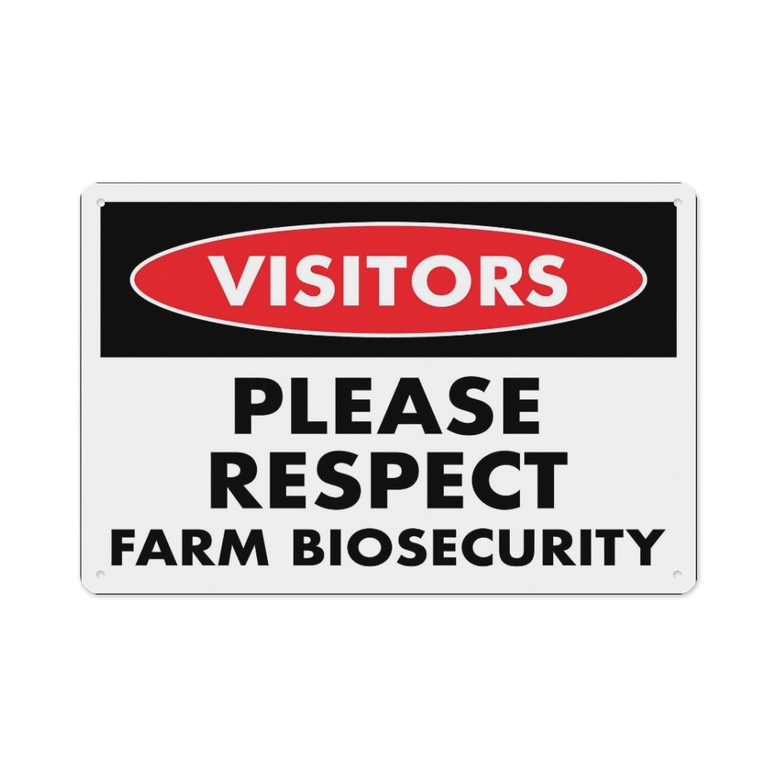 peiyeety Visitors Please Respect Farm Biosecurity Sign Aluminum Tin Warning Signs for Home Outdoor Garden 8X12 Inches