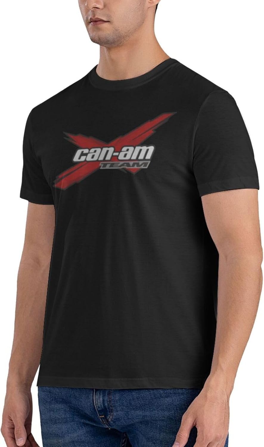 Can and am Casual Short Sleeved Men's Pure Cotton Round Neck T-Shirt Black - Image 3