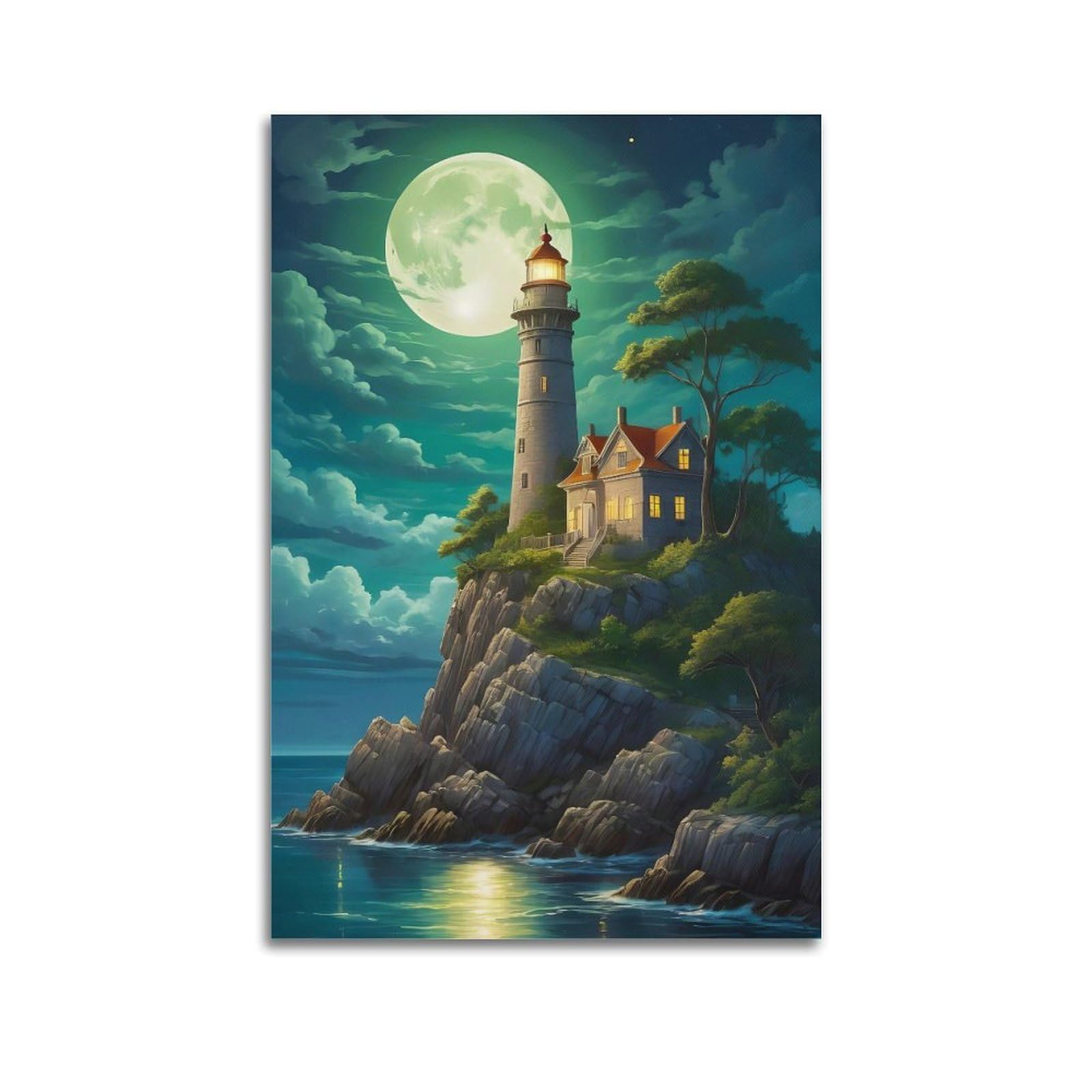 CXHJCA Lighthouse Poster Coastal Guide Poster Decorative Painting Canvas Wall Posters And Art Picture Print Modern Family Bedroom Decor Posters 24x36inch(60x90cm)