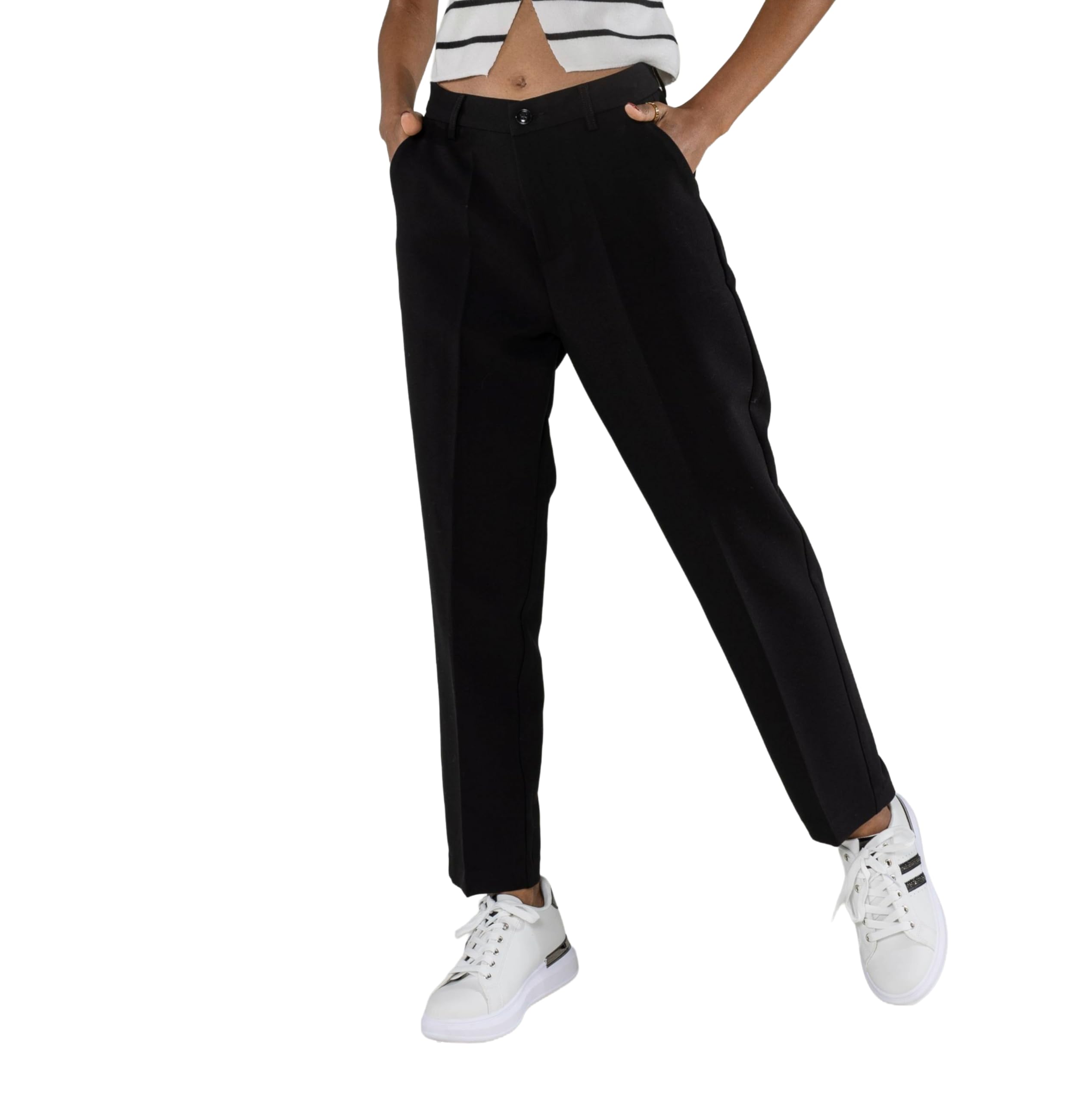 Nina Carter Pantalon chino pour femme - Coupe ajustée - Élégant pantalon en tissu cigarette avec coton stretch - Pantalon d'affaires et de loisirs avec passants de ceinture