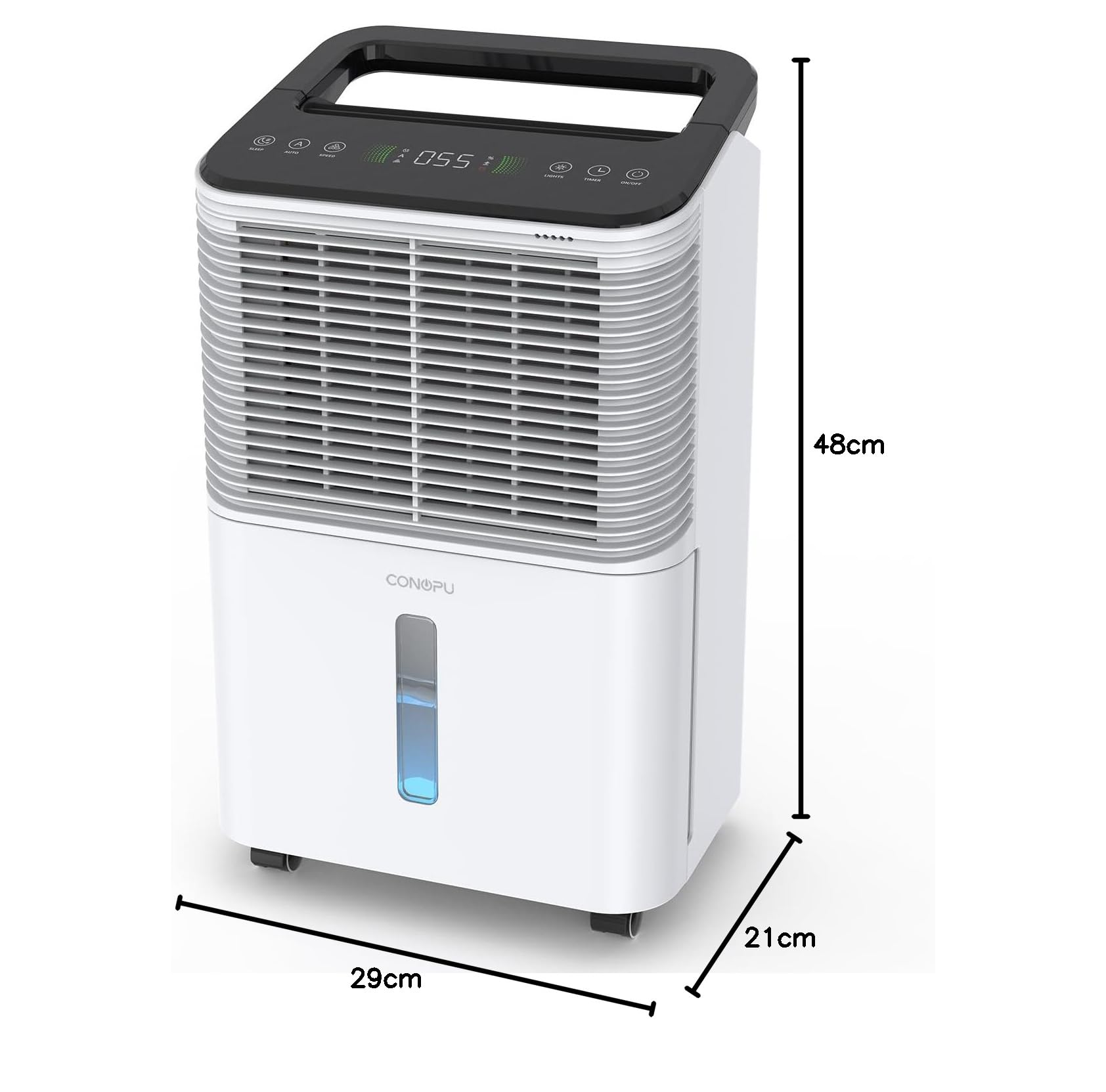 Deshumidificateur d air 16L/jour, Déshumidificateur de Chambre Ultra-silencieux, Contrôle Central Intelligent, Mode AUTO, Indicateur d'humidité, Minuterie 24H, Plus Puissant, Plus Efficace