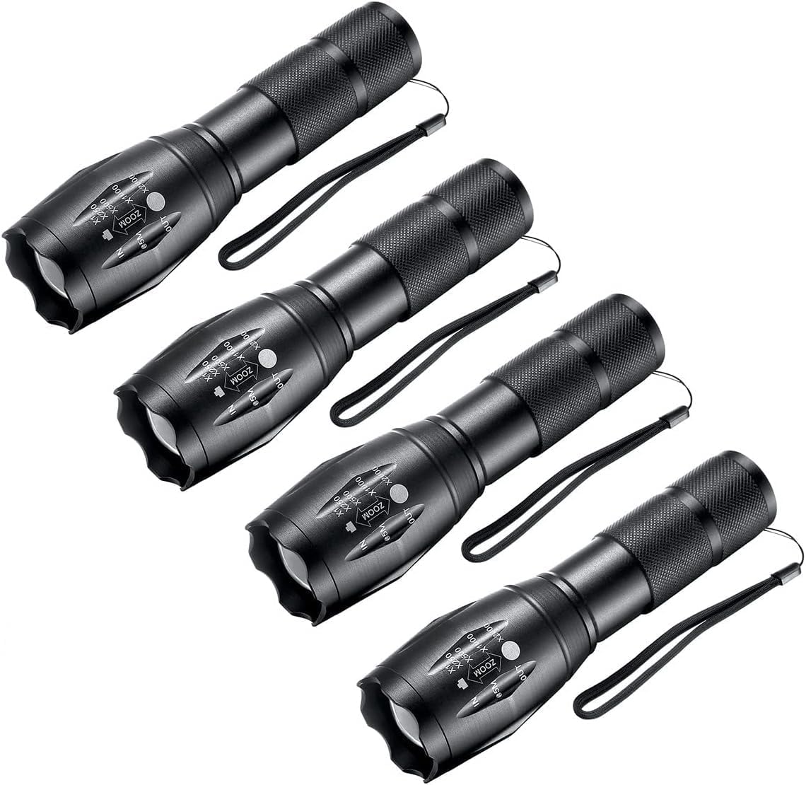 LED Flashlights High Lumens, Small Flashlight, Waterproof, Adjustable Focus Flash Light for Outdoor, Emergency, Camping, 4Pack (No Battery Included)