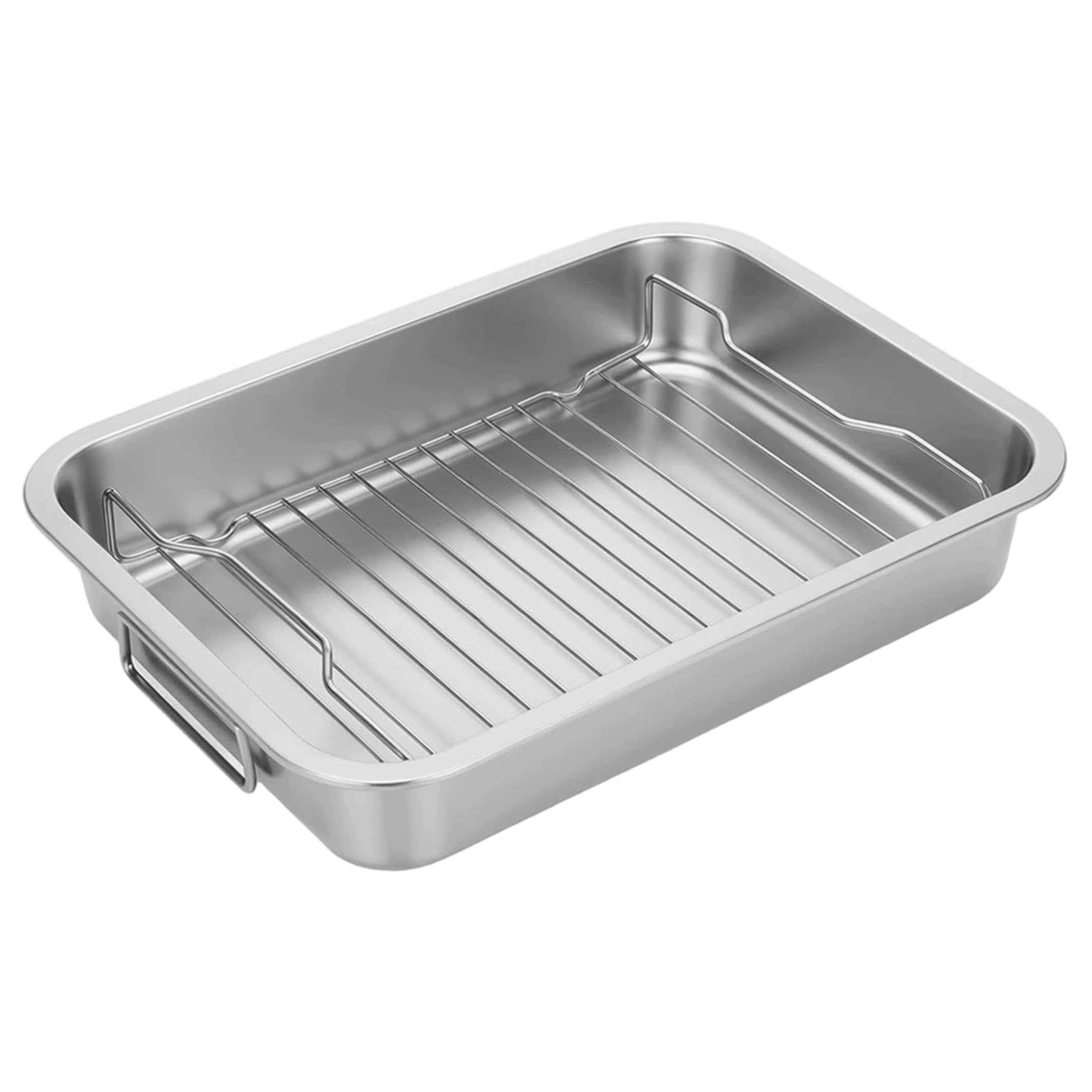 Teglia per arrostire con griglia e manico Teglia per pollo in acciaio inossidabile