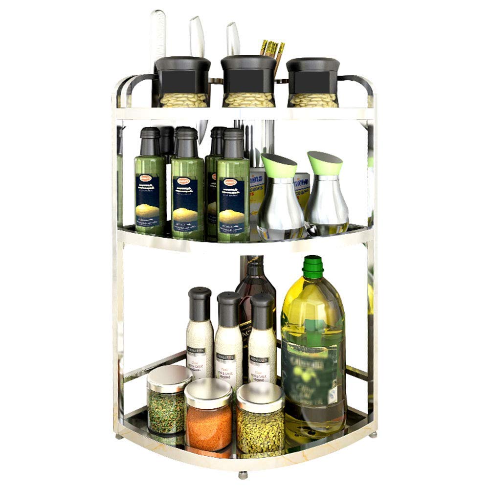 MYUYEE Shelf, Kitchen Racks 304 Stainless Steel Spice Rack Corner Rack Wall-Mounted Kitchen Supplies Storage Rack,29×29×64Cm,24×24×64Cm(29×29×64Cm)