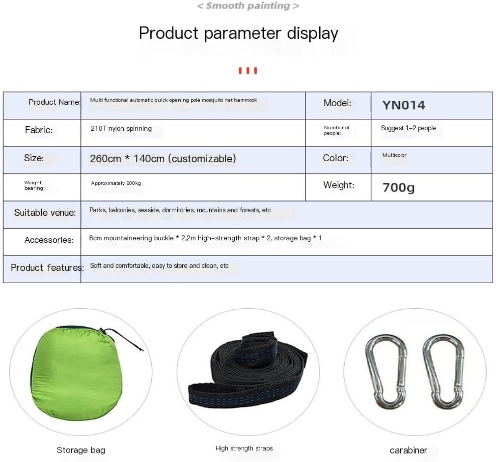 Hammock Anti-Mosquito Outdoor Hammock Double Anti-Rollover Insect-Proof Hammock Camping Portable Hanging Hammock Hammocks for Outside(C,260 * 140cm)
