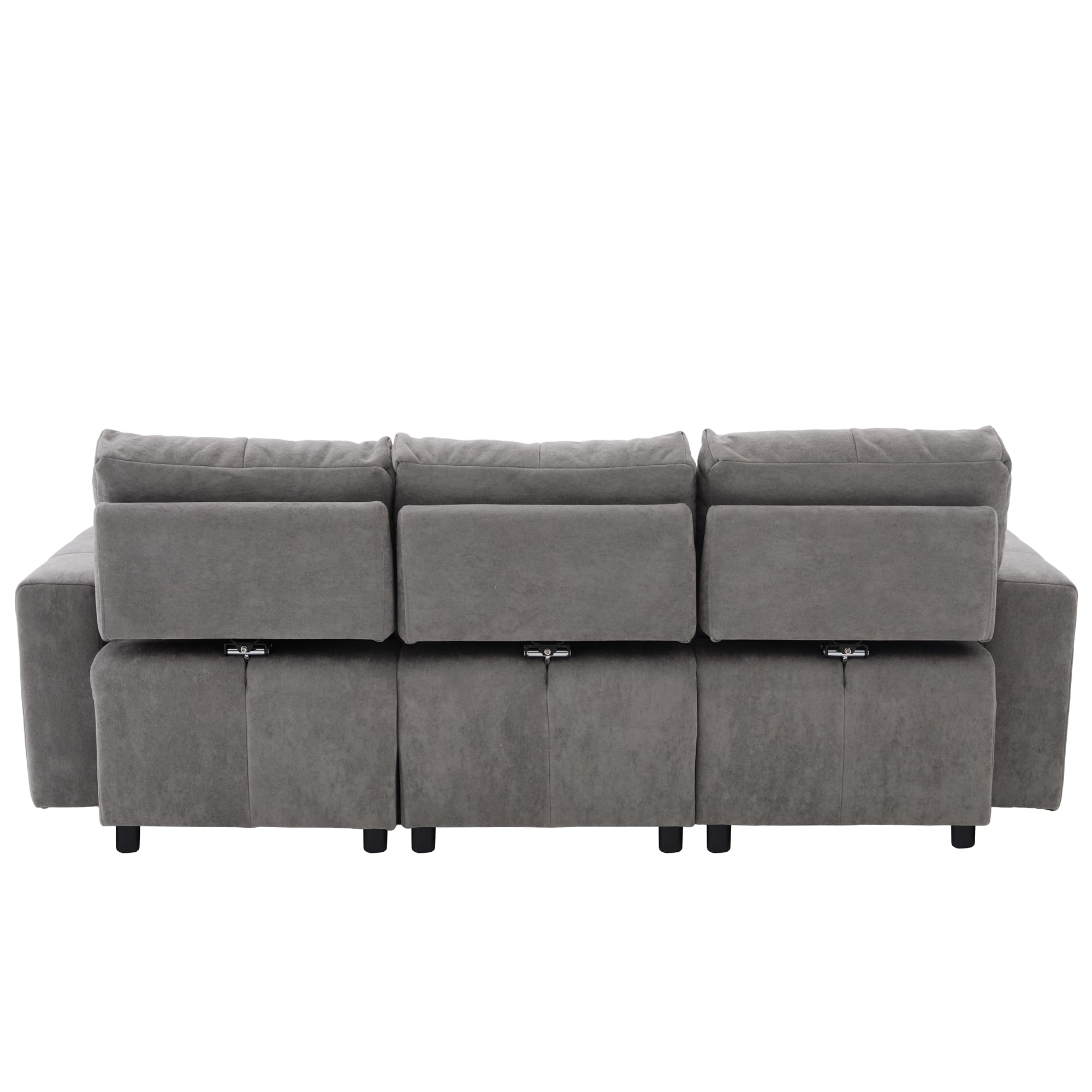 Merax 3-Sitzer Schlafsofa mit Verstellbarer Sitztiefe, multifunktionales Sofa mit Liegefläche & Gästebett, Chenille-Stoff, robuster Massivholzrahmen, gerades Kompaktdesign, Grau