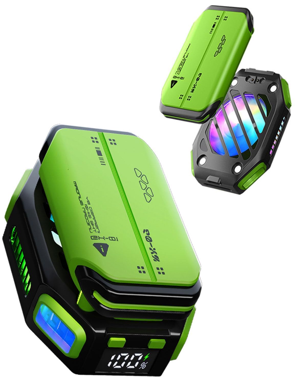 Cubonic X111 Magnetic Mobile Cooling Fan with Mountable Battery Pack(1.5 hr bacup), RGB Light for Mobile Gaming, Live Streamin -Green-picture-23