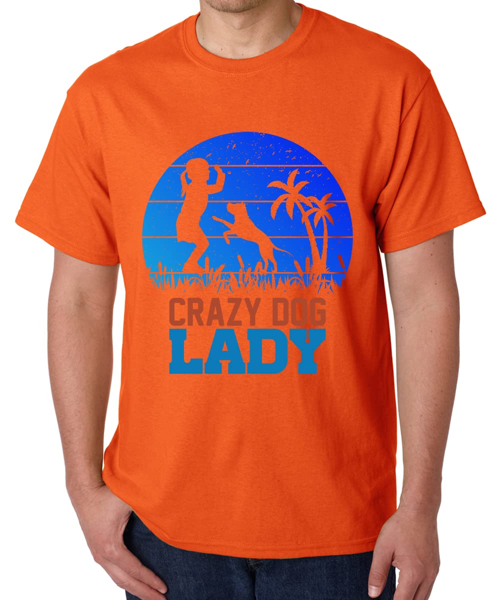 Caseria Men's Round Neck Cotton Half Sleeved T-Shirt with Printed Graphics - Crazy Dog Lady