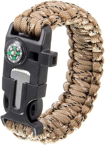 TecHong Pulsera de paracaídas de camuflaje de supervivencia, 5 en 1, pulsera deportiva casual con múltiples herramientas de emergencia, brújula,