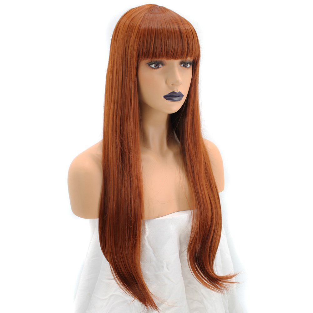 red wig with bangs