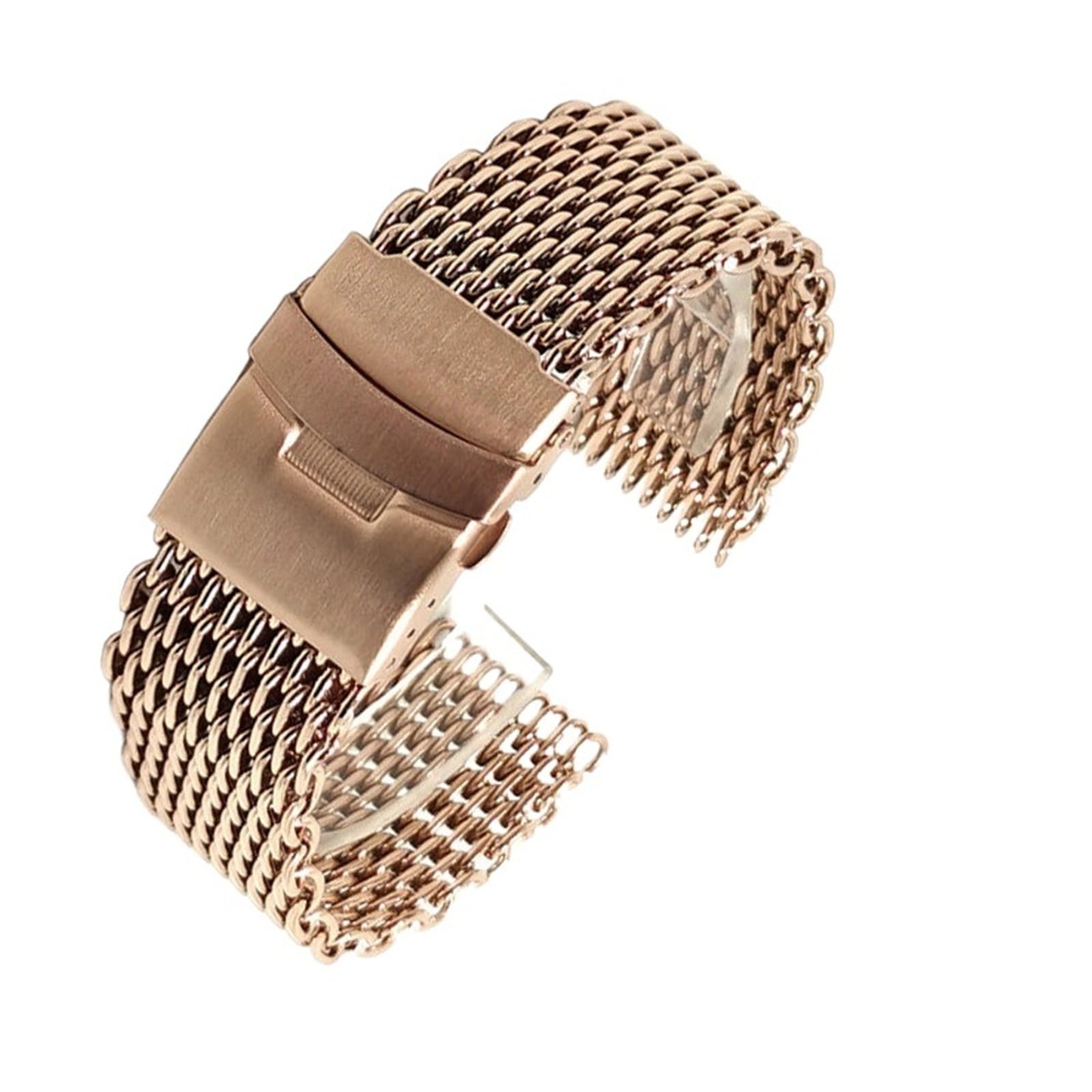 Generico Cinturino in maglia milanese in acciaio inossidabile massiccio | 18/20/22/24 mm, rete metallica solida, fibbia pieghevole, traspirante, vestibilità unisex