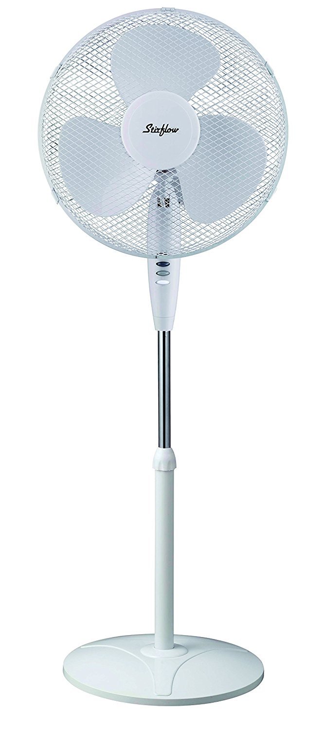 Stirflow SFGP16 White 16" 3 Speed Oscillating & Tilt Action Pedestal Fan (16")