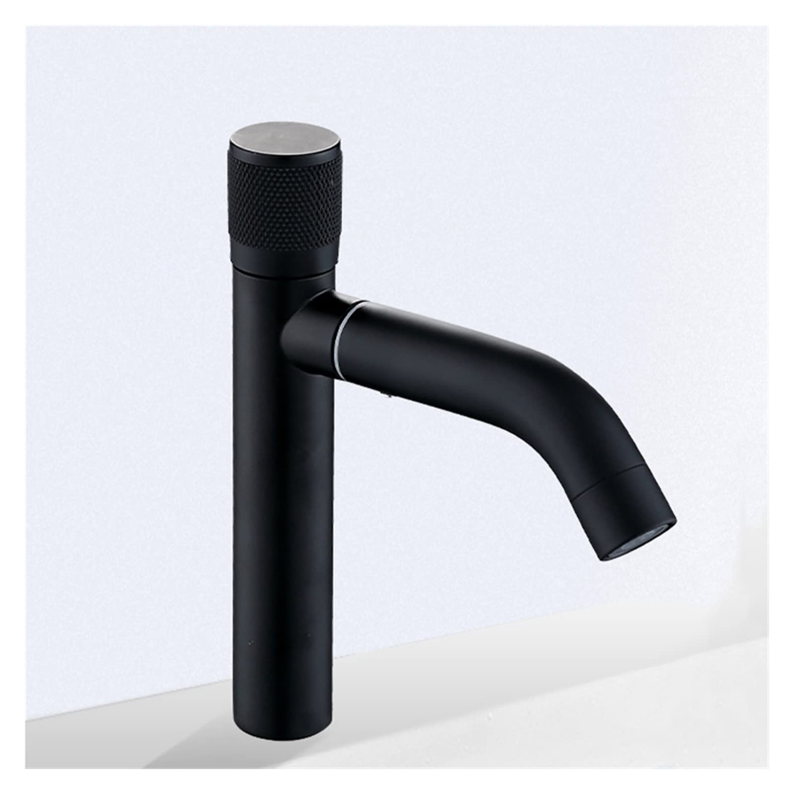 ZQFHSX Bathroom Basin Faucet Deck Mount Black Chrome Single Cold Tap Stainless Steel Kitchen Washbasin Sink Lavotory Faucets (Color : 01) LWX