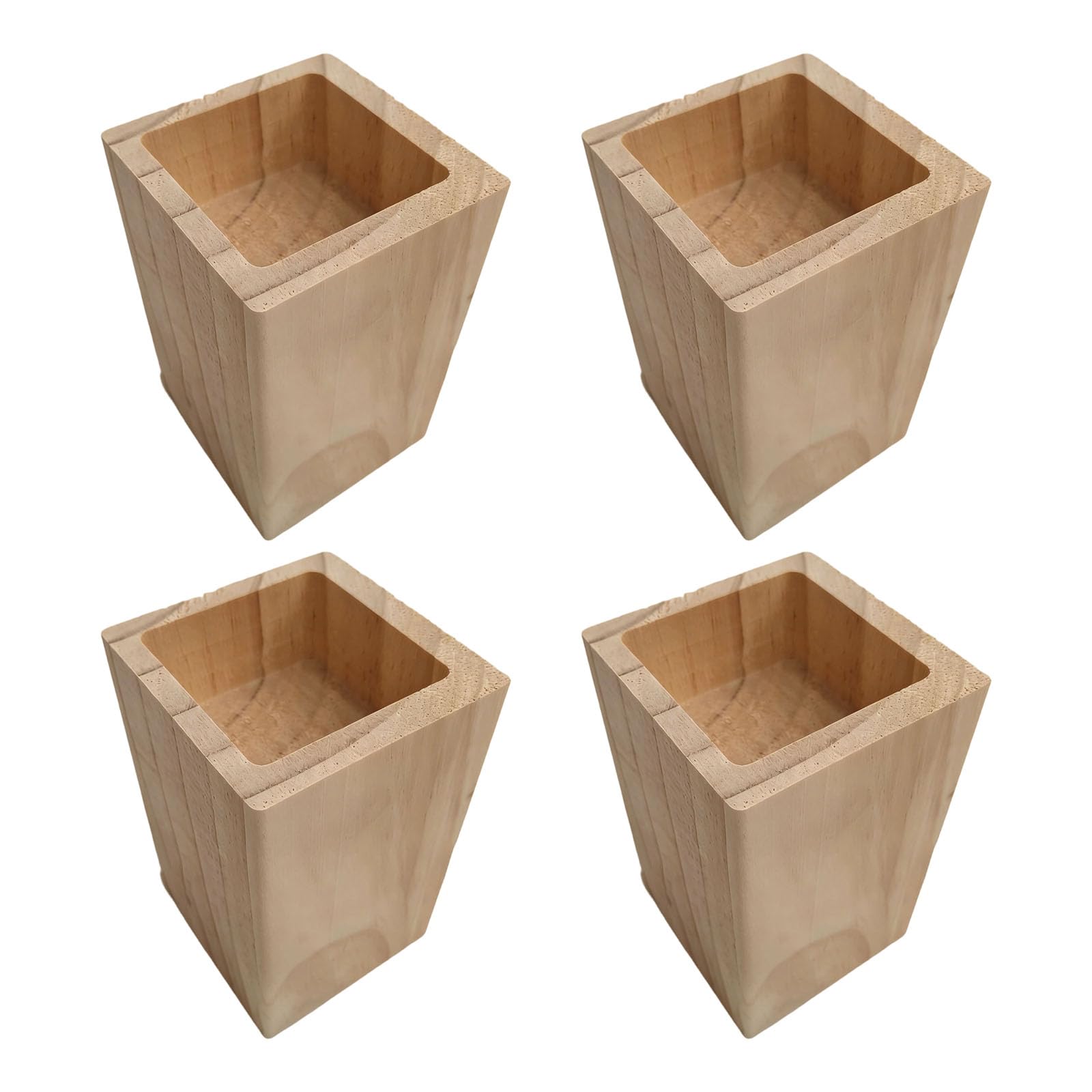 4 elevadores de muebles de madera con superficies lisas y base antideslizante, ajustador de altura de madera natural para sofá, cama, mesa, elevadores de sofá de madera