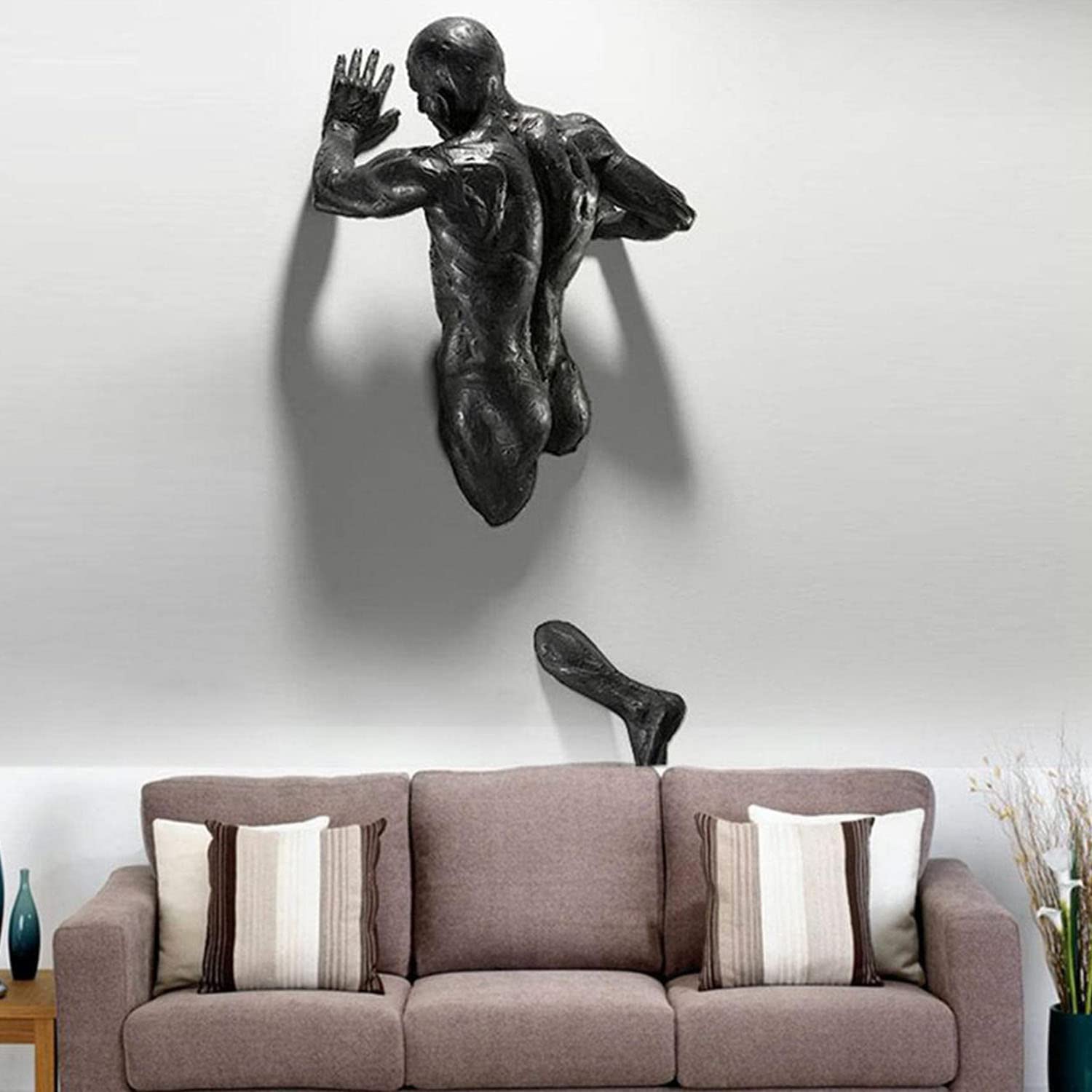 TOTLAC Escultura de Pared de Personaje Abstracto, Personaje Abstracto 3D a través de la Escultura de Figura de Pared, Estatua de Hombre de Escalada de Arte de Pared Creativa, artesanía de decoració