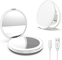 Vista 8 de MY BEAUTY LIGHT Espejo compacto brillante con luz de aumento recargable duradera 1X/3X, espejo de maquillaje de viaje de 3000K-6000K con luces