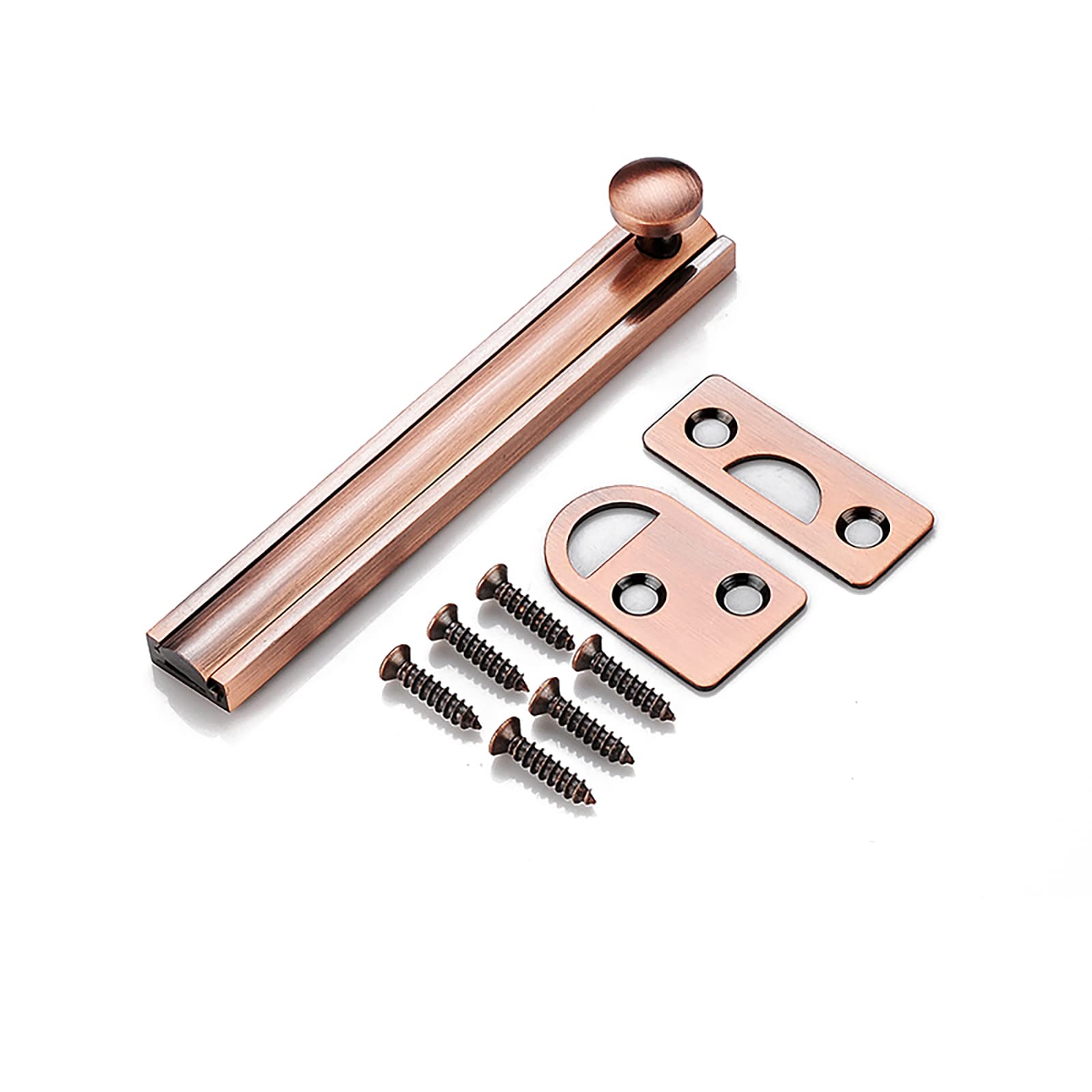 Cgjdfjhe Red Patina Door Lock， Slide Door Bolt Solid Copper Latch Buckle Invisible Bedroom Barn Lock Cupboards Workshop(,4In)