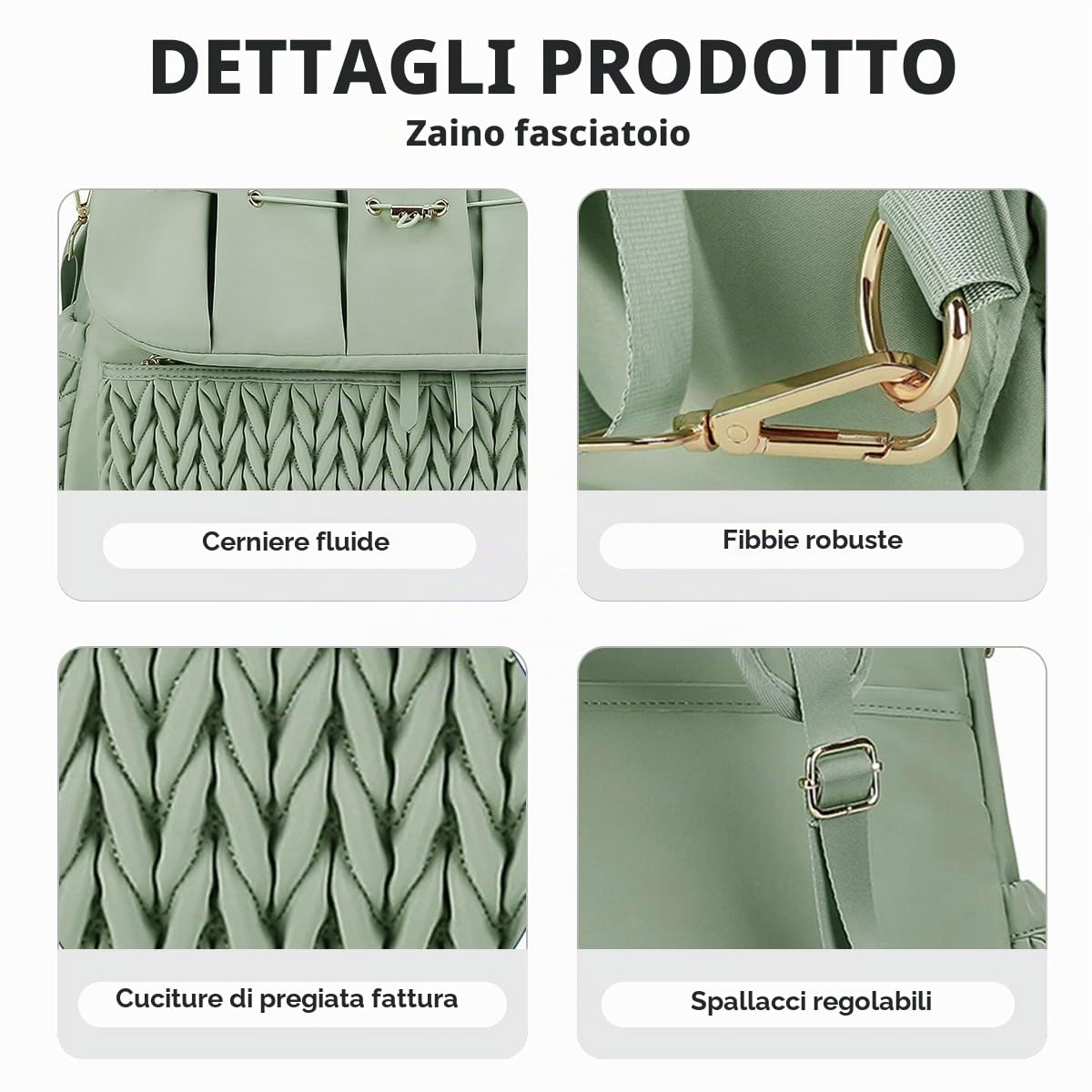 SONARIN Convertibile Zaino Fasciatoio,Grande Capacità Impermeabile Borsa per Pannolini Zaino Mamma Neonato Borsa Fasciatoio da Viaggio con Fasciatoio & Spalline Singola(Verde)