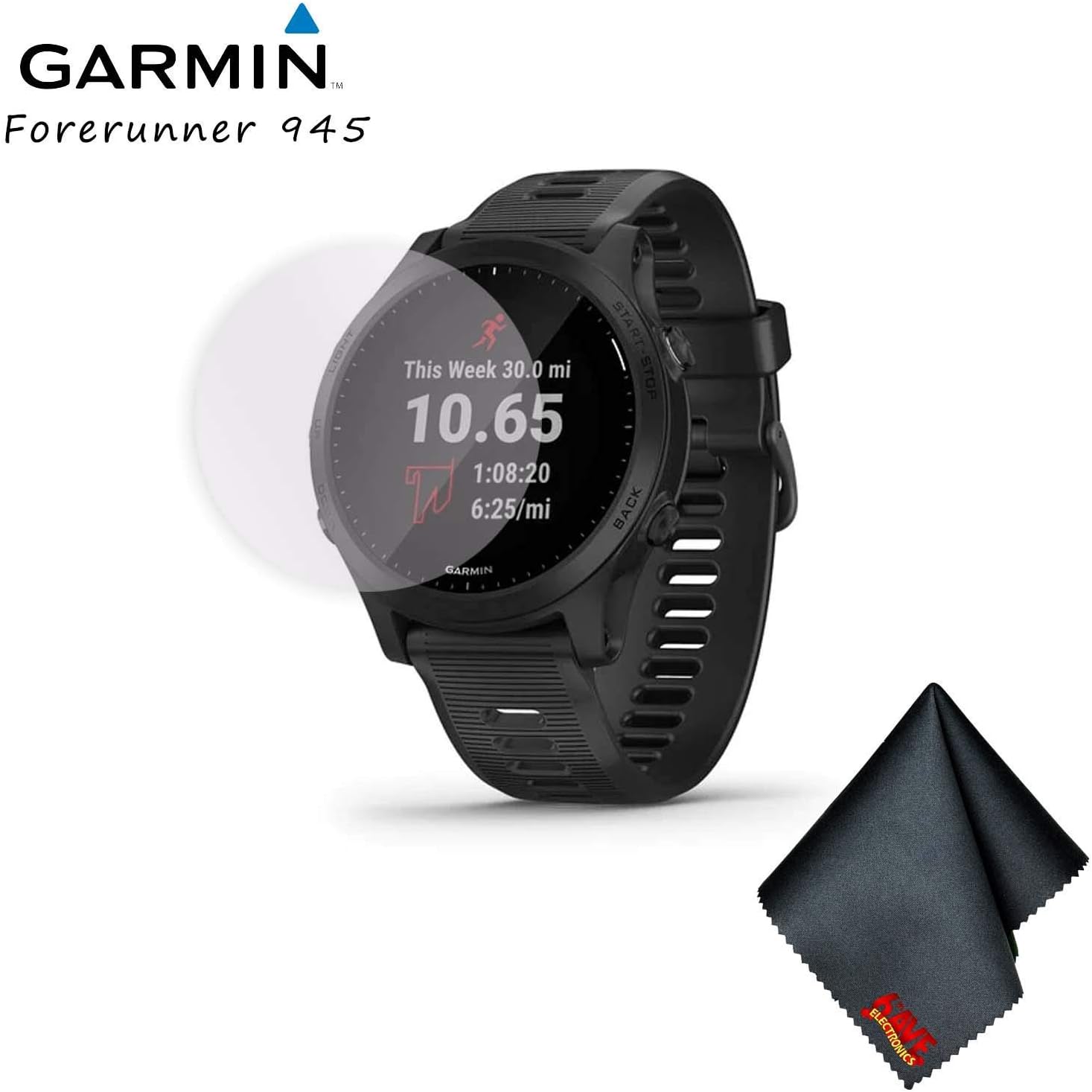 Garmin Forerunner 945 GPS Running Smartwatch with Music (Black) and Screen Protector (2-Pack)