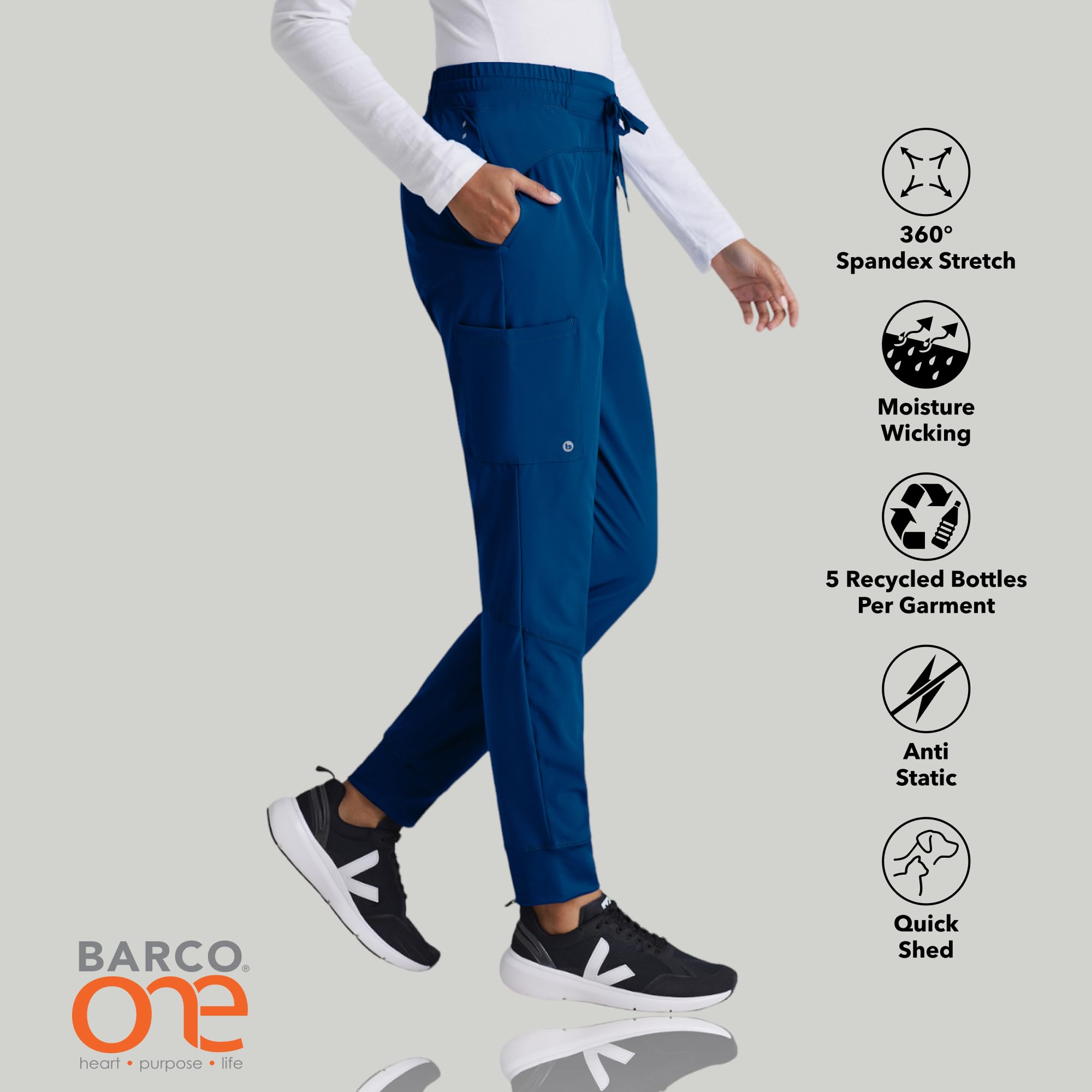 Barco ONE - Pantaloni sportivi da donna con 3 tasche, elasticizzati in 4 direzioni