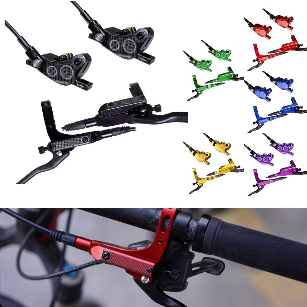 Zoegneer Kit freno idraulico a 4 pistoni, freno a disco olio a quattro pistoncini, freno a disco idraulico per mountain bike, freni a disco bifacciali, set freni idraulici MTB (viola)