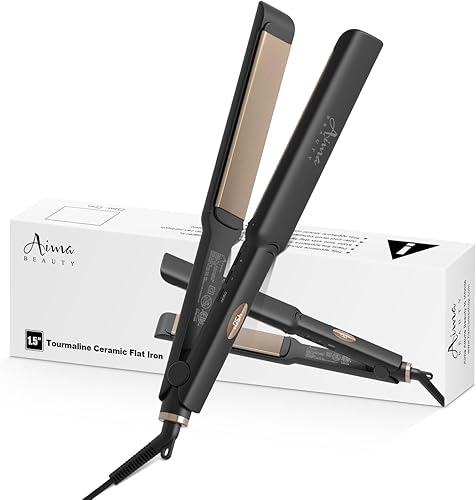 Aima Beauty Plancha plana extra ancha de 1.5 pulgadas con placas de revestimiento de cerámica flotante 3D y pantalla LCD de temperatura de doble