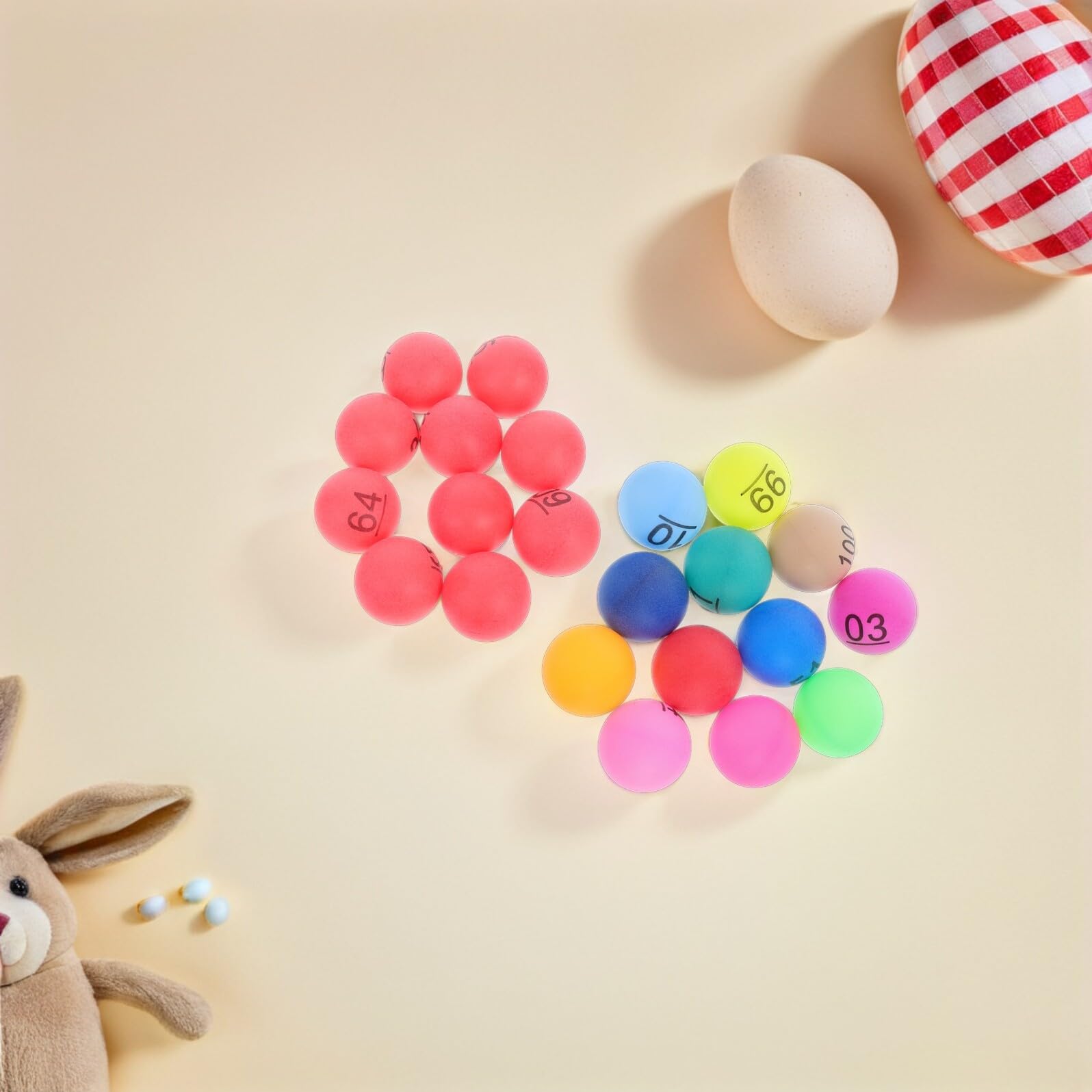 Bolas Numeradas de Bingo 4cm, 100 Piezas, PP, Multicolor