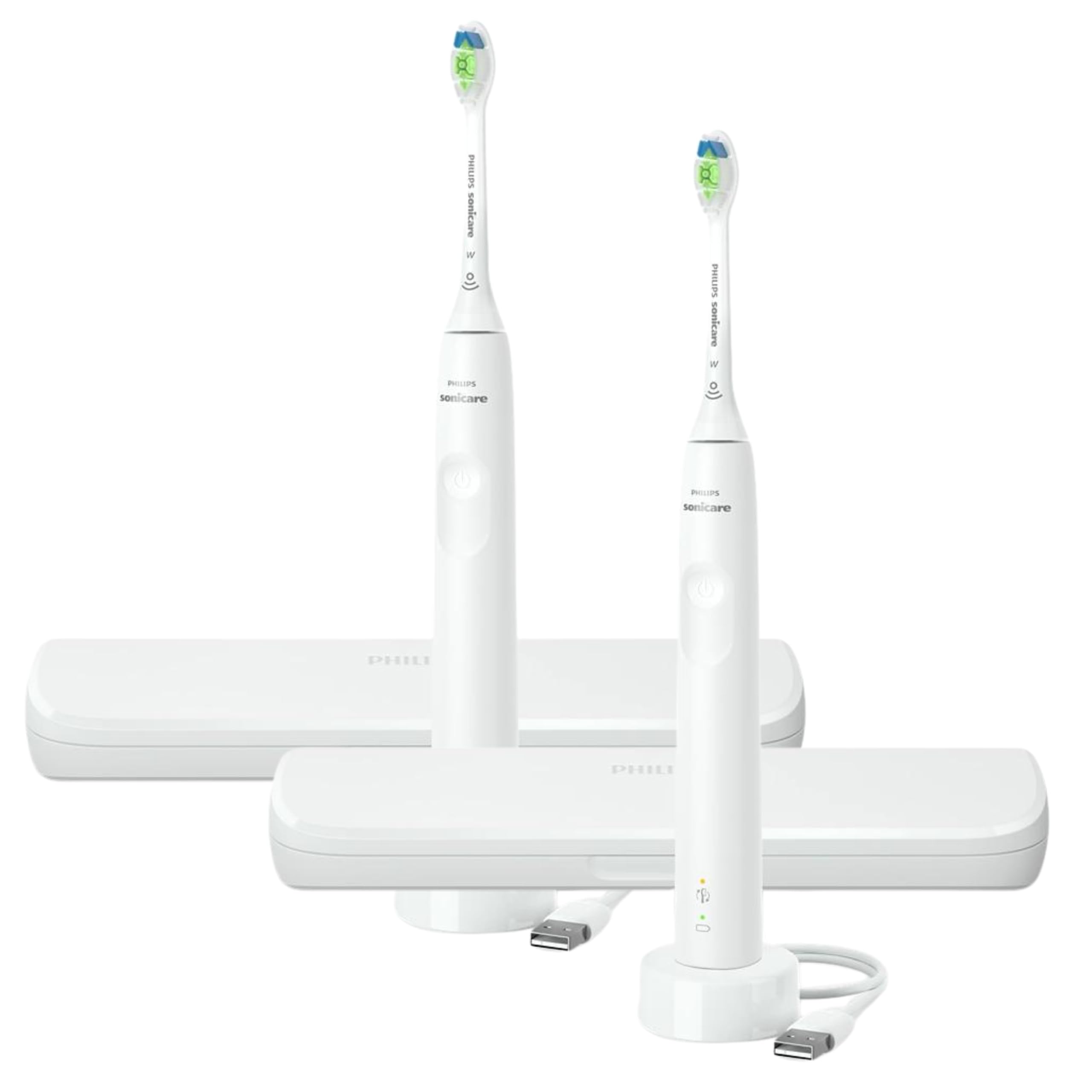 Sonicare Electric Toothbrush with DiamondClean Brush Head 2-Pack Bundle, Rechargeable Electric Tooth Brush with Pressure Sensor, Sonic Electronic Toothbrush, Travel Case, White