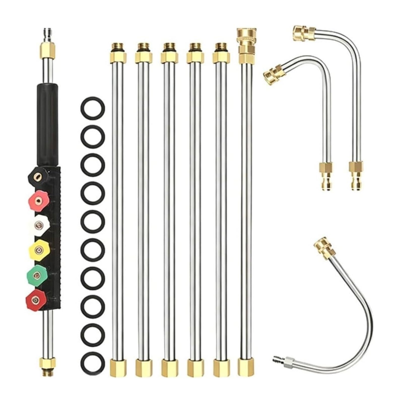 Moqlkzpyi One Color Pressure Washer Nozzles Quick Connect Spray Tips, Pressure Washer Telescopic Wand 74 Inch 4000 Psi 6 Nozzles M22 Qc Stainless Steel Brass