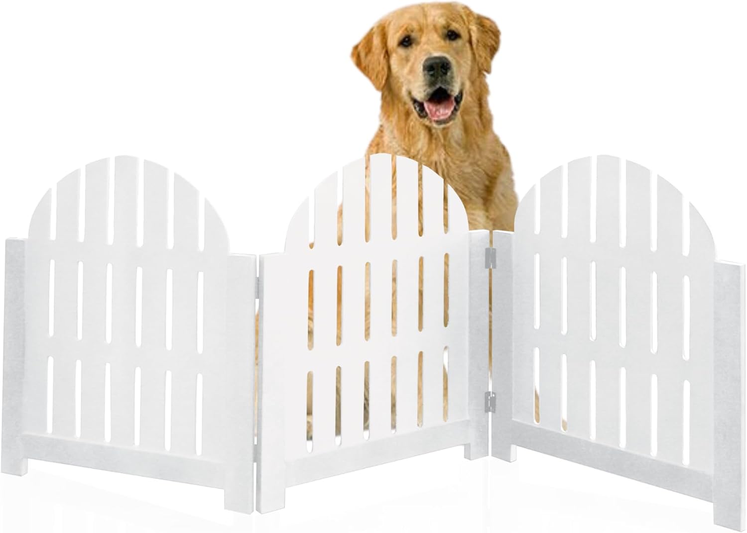 Etna Products White Adirondack Style Free Standing Pet Gate. 3 Panel Foldable Gate for Doorways, Stairs. Indoor/Outdoor 20.5" H x 48" W.