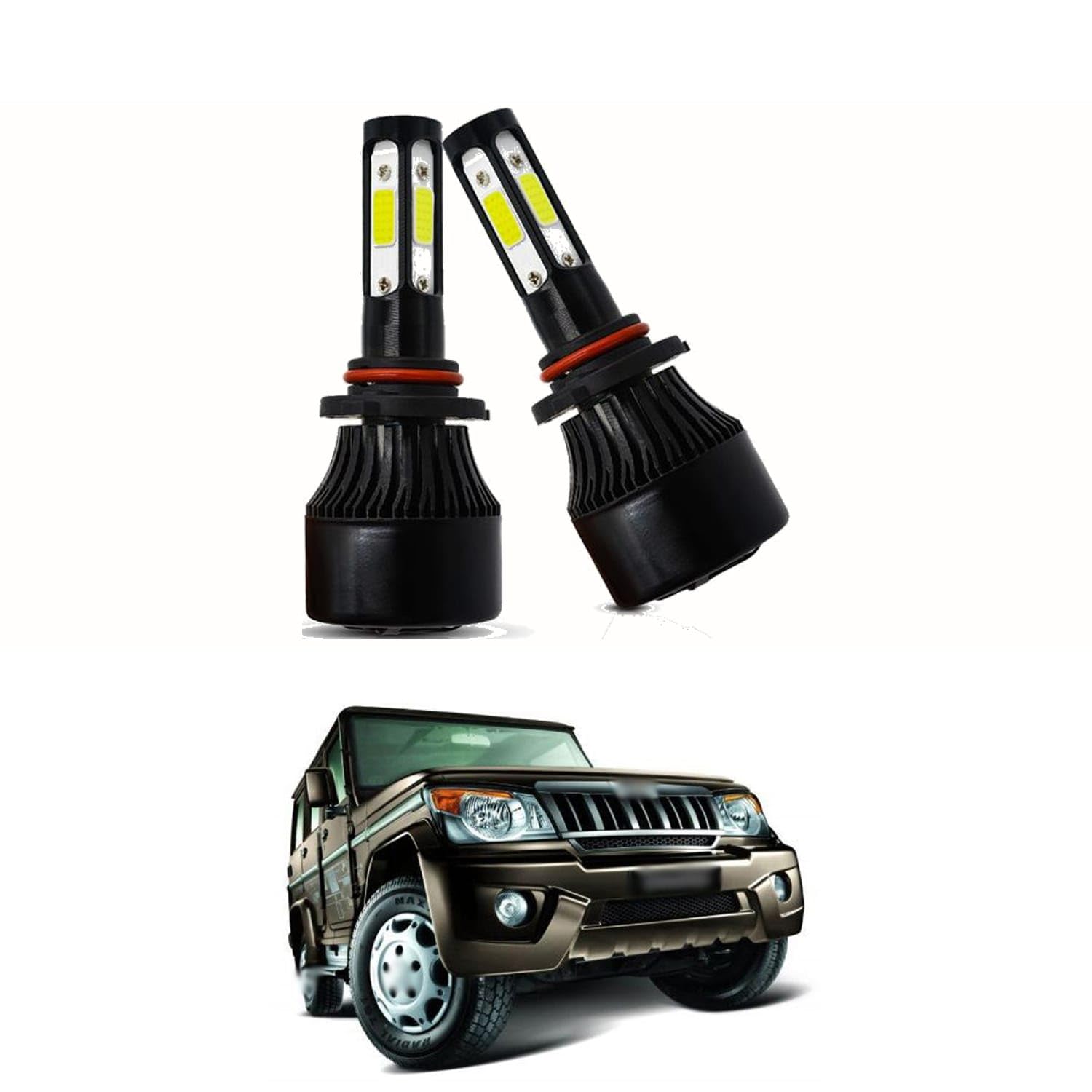 PRIKNIK H4 LED Headlight Bulb, 4-Sided 6000K White Light, 10000LM, 12V with Built-in Cooling Fan (Pack of 2) Compatible With M-ahindra Bol-ero-image-16