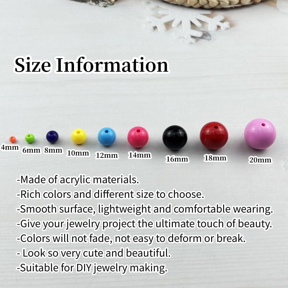700pcs Acrylic Round Beads for Crafts 6mm Resin Candy Color Spacer Beads with Hole for Jewelry Making Sewing Crafts Decoration Necklaces Bracelets Earrings Supplies(Frosted Mix Colors) - Image 3