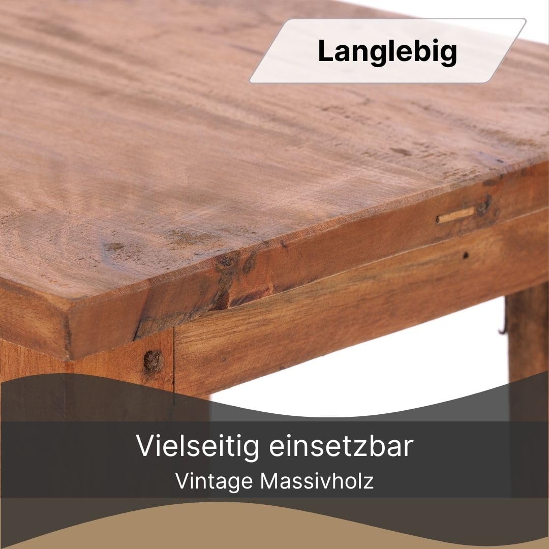 DESIGN DELIGHTS RUSTIKALER Holz SITZHOCKER Madero | 48x30x30 cm (HxBxT), Recyclingholz | Holzhocker | Farbe: 08 honigfarben gewachst