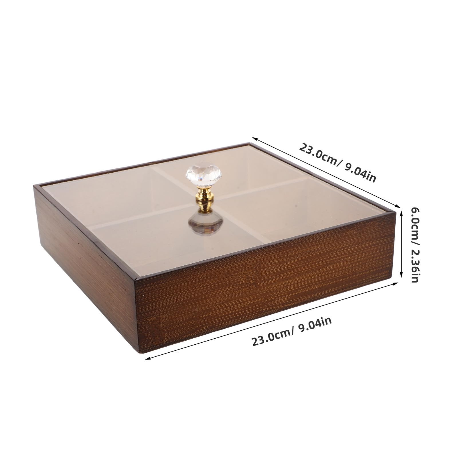FRCOLOR Bandeja de Bambú Bandeja Dividida de Madera Natural con Tapa y Compartimentos para Frutos Secos para Servir Aperitivos Reuniones