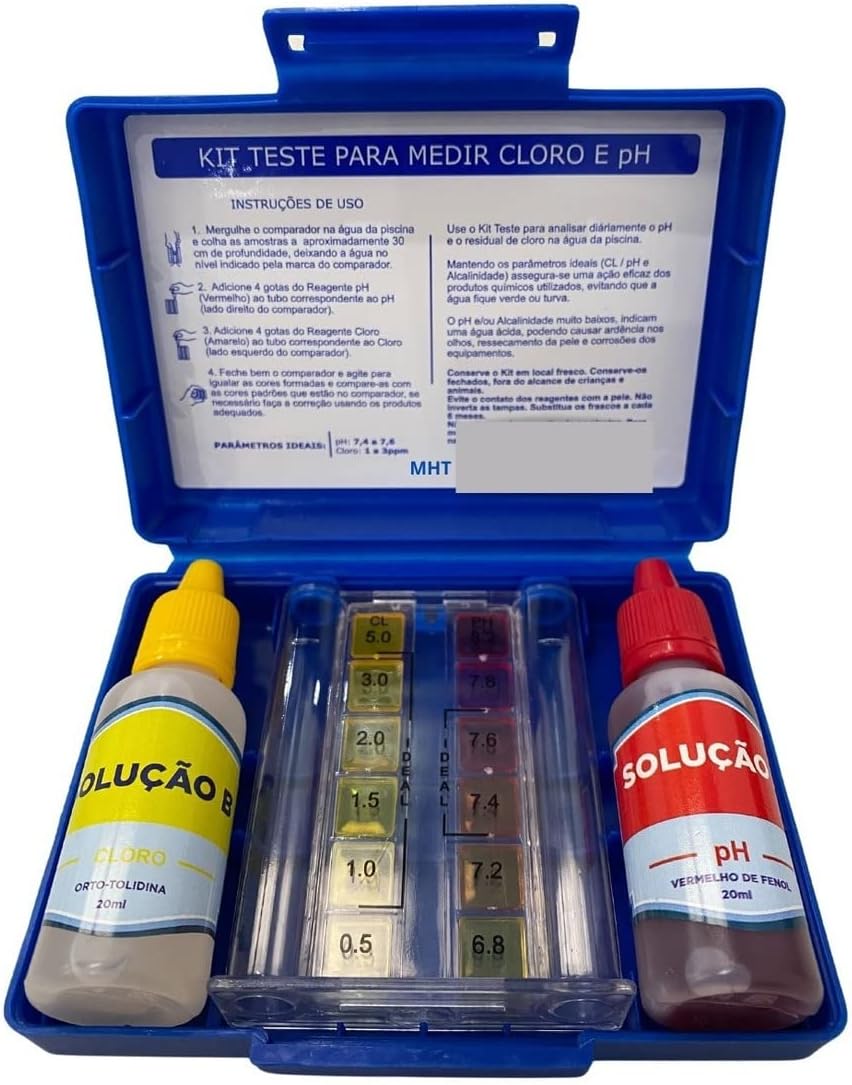 Kit Teste Análise Cloro E Ph Piscina : Amazon.com.br: Jardim e Piscina