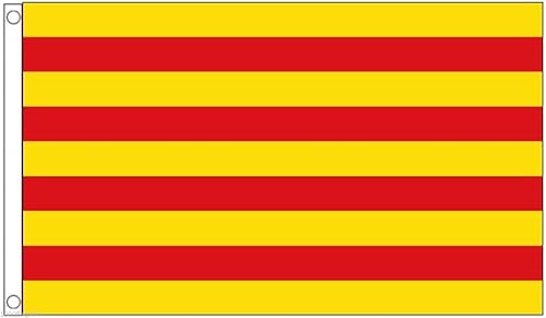 Bandera catalana de 3 x 5 pies Cataluña Catalana Barcelona España España La Senyera Premium Color vívido y decoloración UV BEST Garden Outdor -