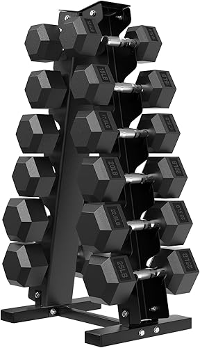 Miniatura 13 de Juego de mancuernas hexagonales con estante, juegos de revestimiento de goma de aumento de media libra para entrenamiento de peso de precisión y