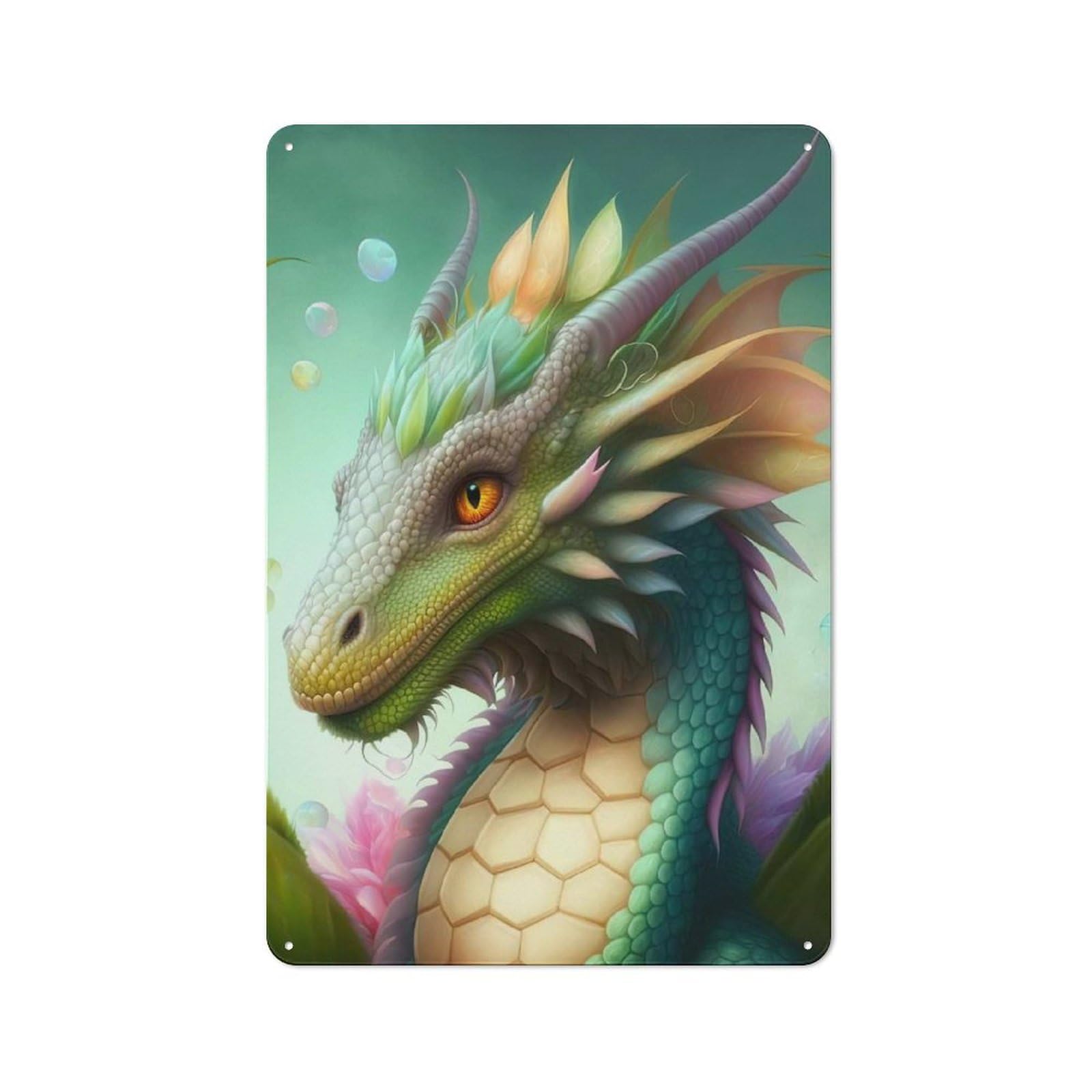 Classic Vintage Metal Sign 30x20cm Featuring The Dragon Sagaeth, Home Bar Decor for Cafe, Pub, Workshop Or Home Bar