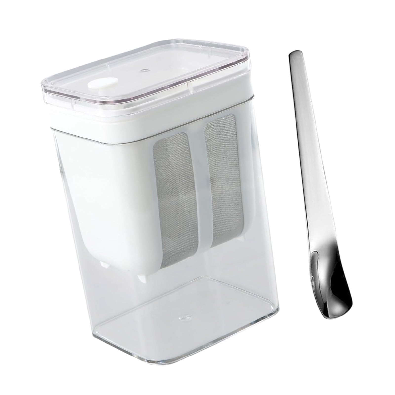 carotoe Home Yogurt Strainer Set with Fine Mesh Filter and Lid, Whey Separator Container for Soft Cheese Prep and Daily Use in Kitchens Yogurt Maker Draining Container Whey Separator Fine Mesh Filter