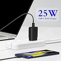Vista 5 de Cargador tipo C, paquete de 2 bloques de carga rápida de 25 W tipo C con cable de carga USB C de 6 pies compatible con Galaxy S25 S24 S23 S22