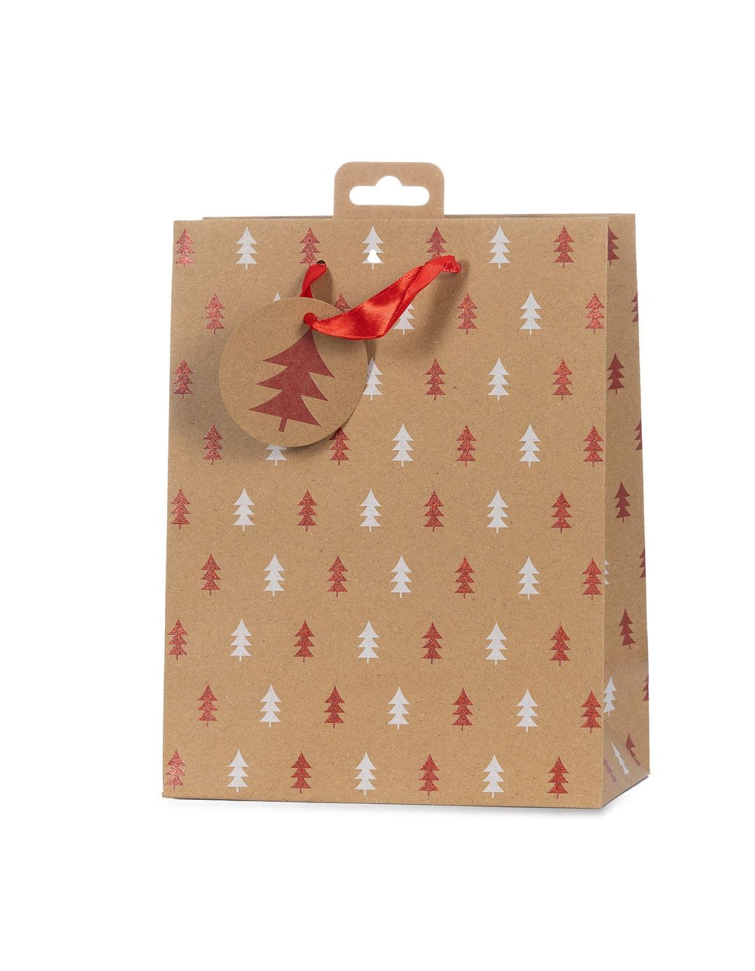 Laro Premium Line Geschenktüten Weihnachten/Kraftpapier/Braun/Rot 10/20/40/100stk Größe: H23x B18x T10x cm Medium, Anzahl:40, Muster Tüten:Weihnachten Kraftpapier Braun Rot