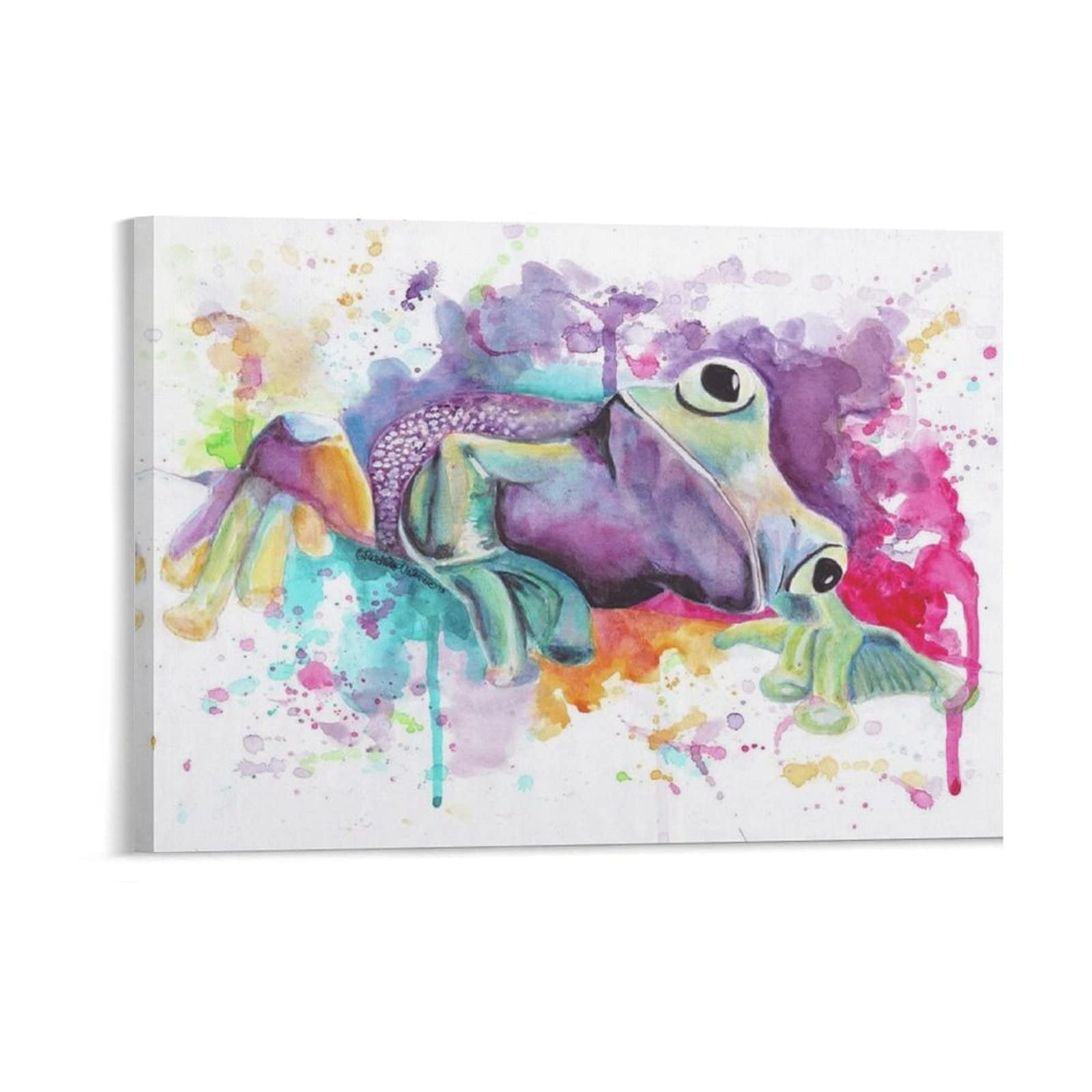 Amazon.co.jp: 絵画 カエルの水彩画インテリア 絵画 動物描写アート 