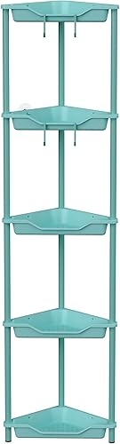 Miniatura 19 de Orimade Organizador de ducha esquinero de 4 niveles a prueba de óxido, estante de esquina de plástico empalmado de metal para baño, 10.8 x 10.8 x